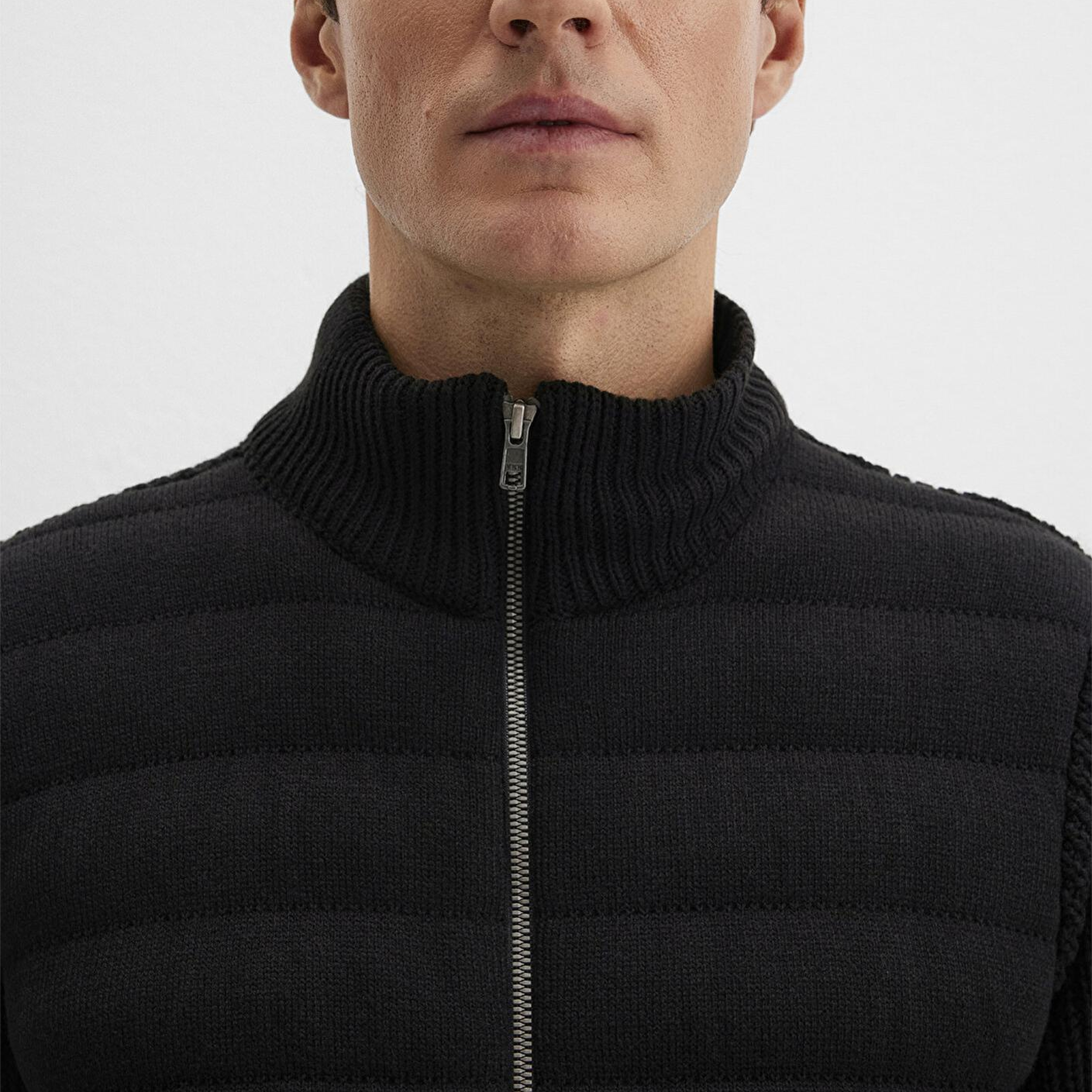 Mavi Fermuarlı Siyah Triko Hırka Slim Fit / Dar Kesim 070697-900