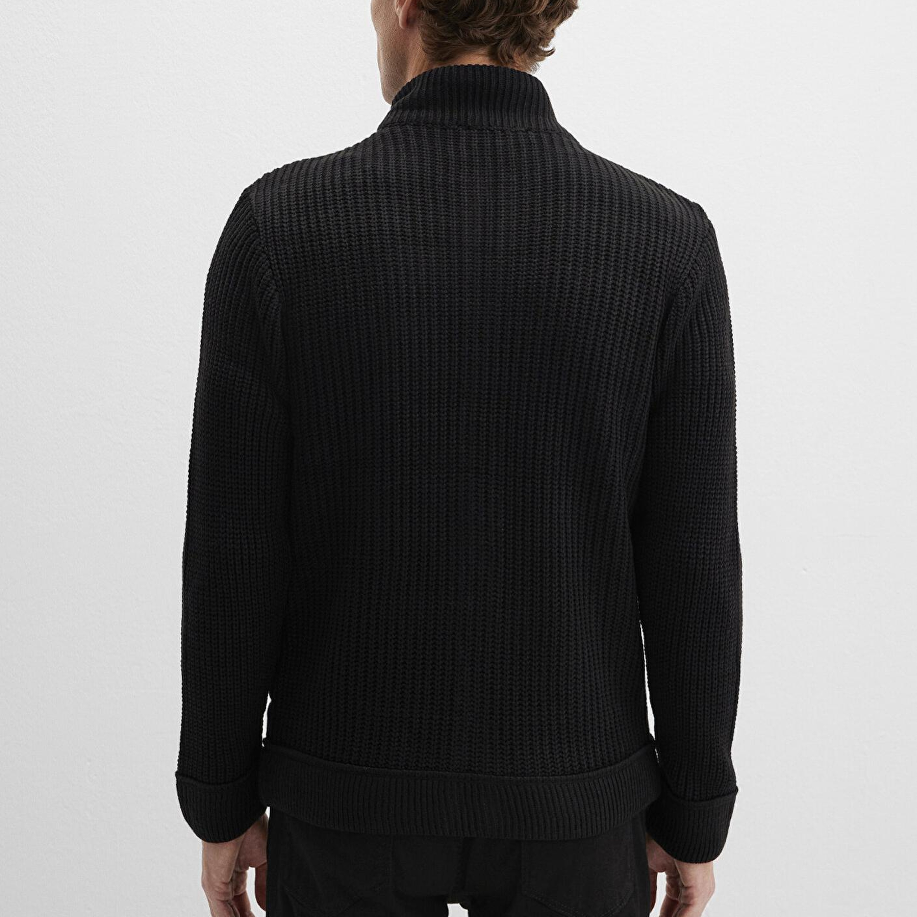 Mavi Fermuarlı Siyah Triko Hırka Slim Fit / Dar Kesim 070697-900