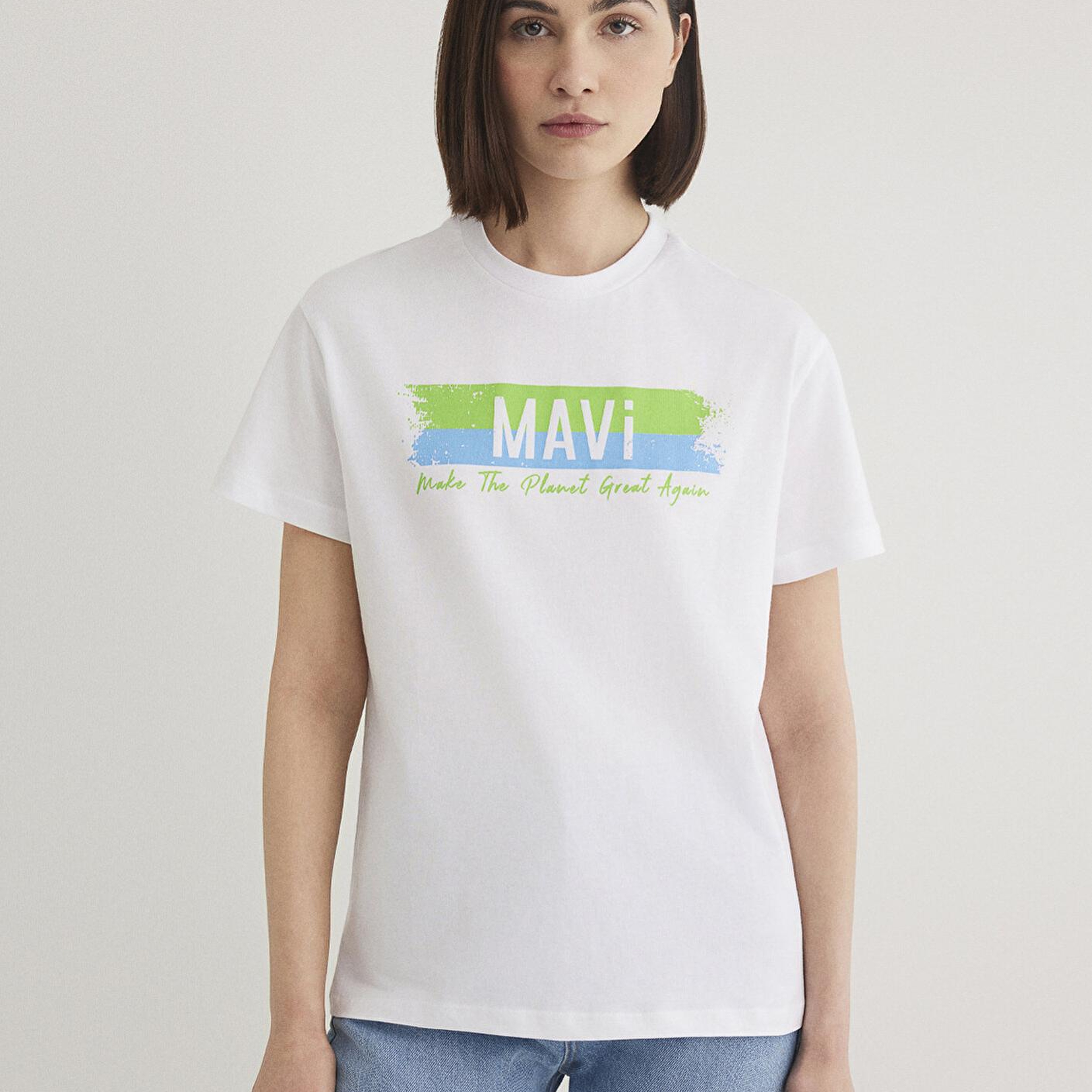 Mavi Make The Planet Great Again Baskılı Tişört Regular Fit / Normal Kesim 168752-620