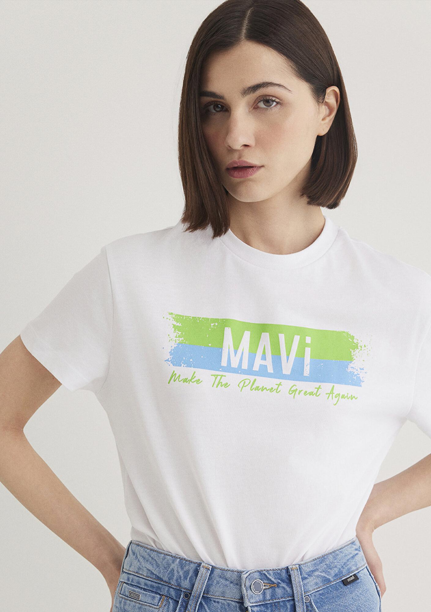 Mavi Make The Planet Great Again Baskılı Tişört Regular Fit / Normal Kesim 168752-620