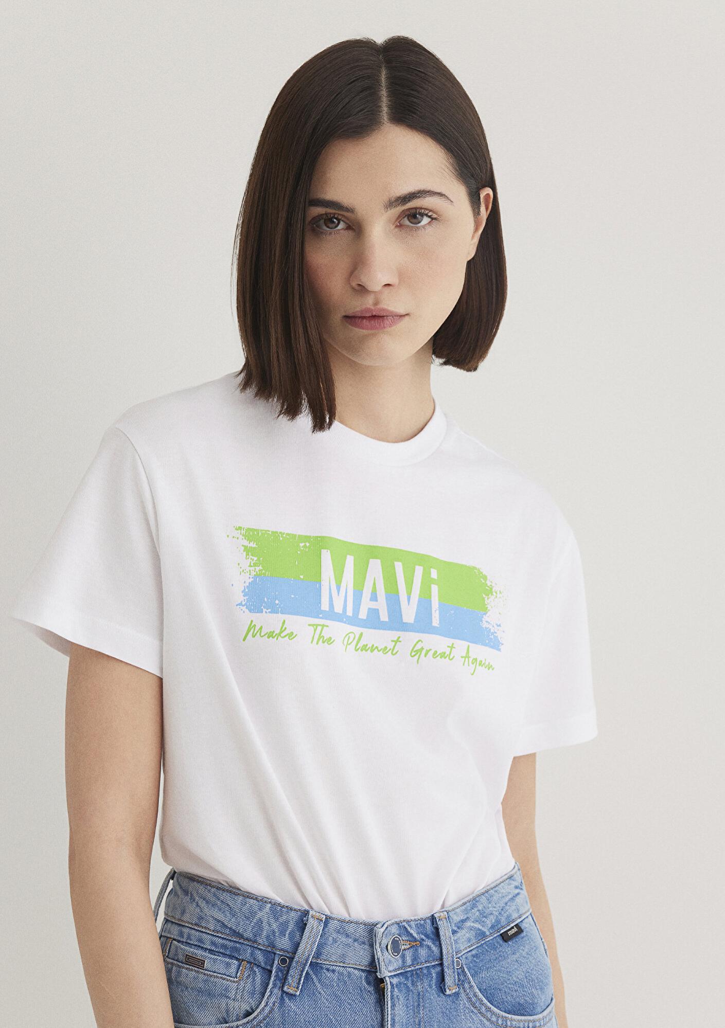 Mavi Make The Planet Great Again Baskılı Tişört Regular Fit / Normal Kesim 168752-620