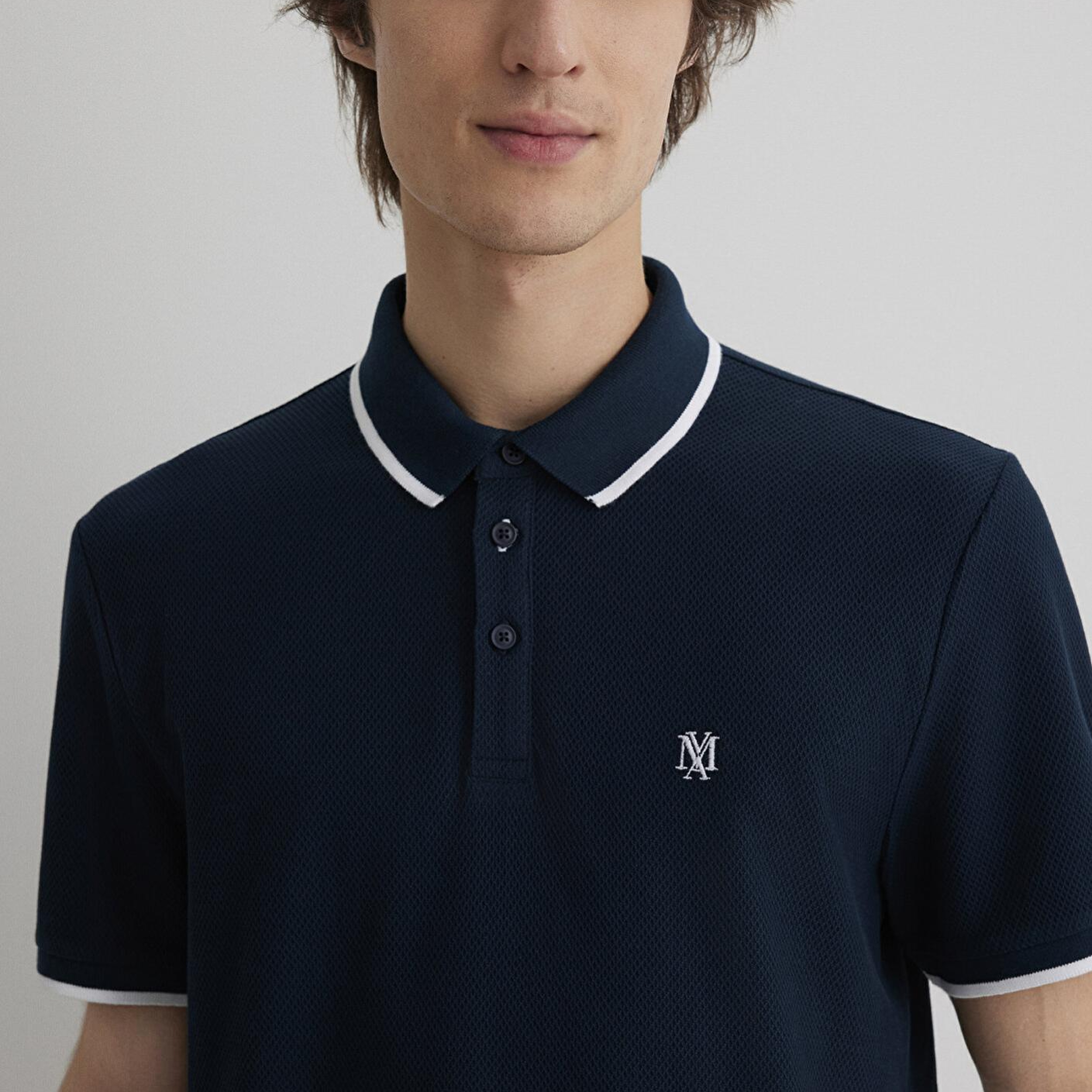 Mavi Şerit Detaylı Lacivert Polo Tişört Slim Fit / Dar Kesim 066039-30651