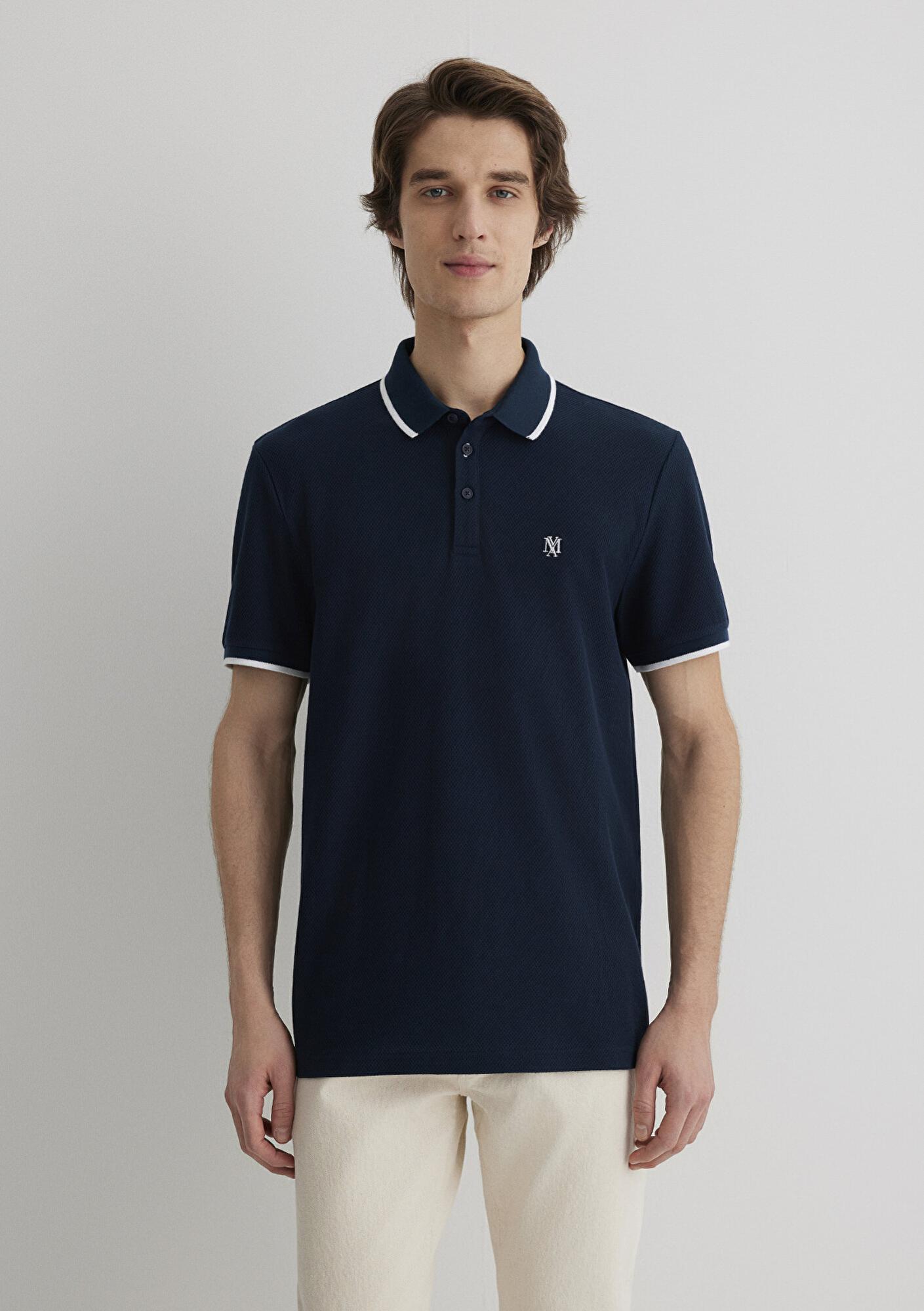 Mavi Şerit Detaylı Lacivert Polo Tişört Slim Fit / Dar Kesim 066039-30651