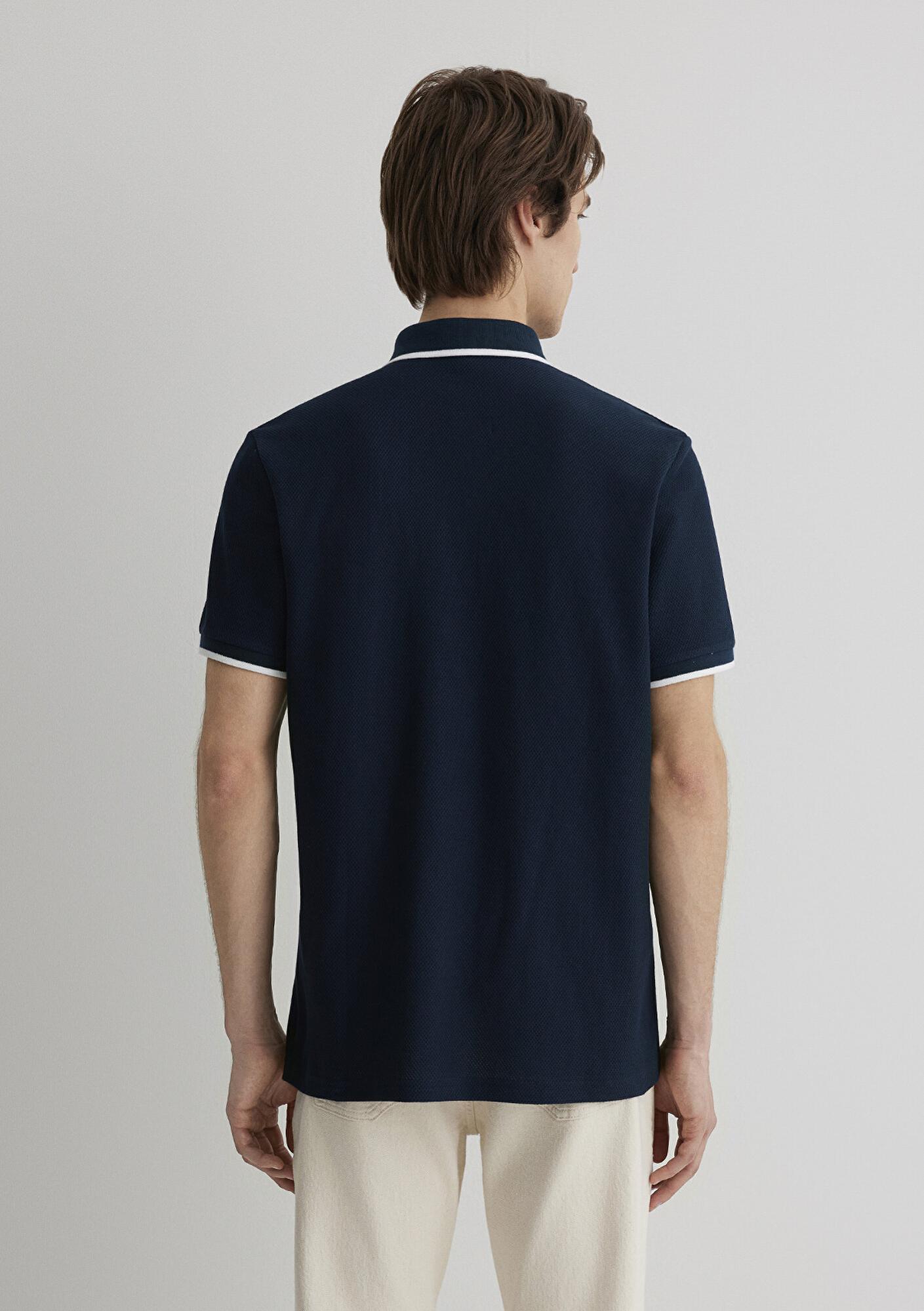 Mavi Şerit Detaylı Lacivert Polo Tişört Slim Fit / Dar Kesim 066039-30651