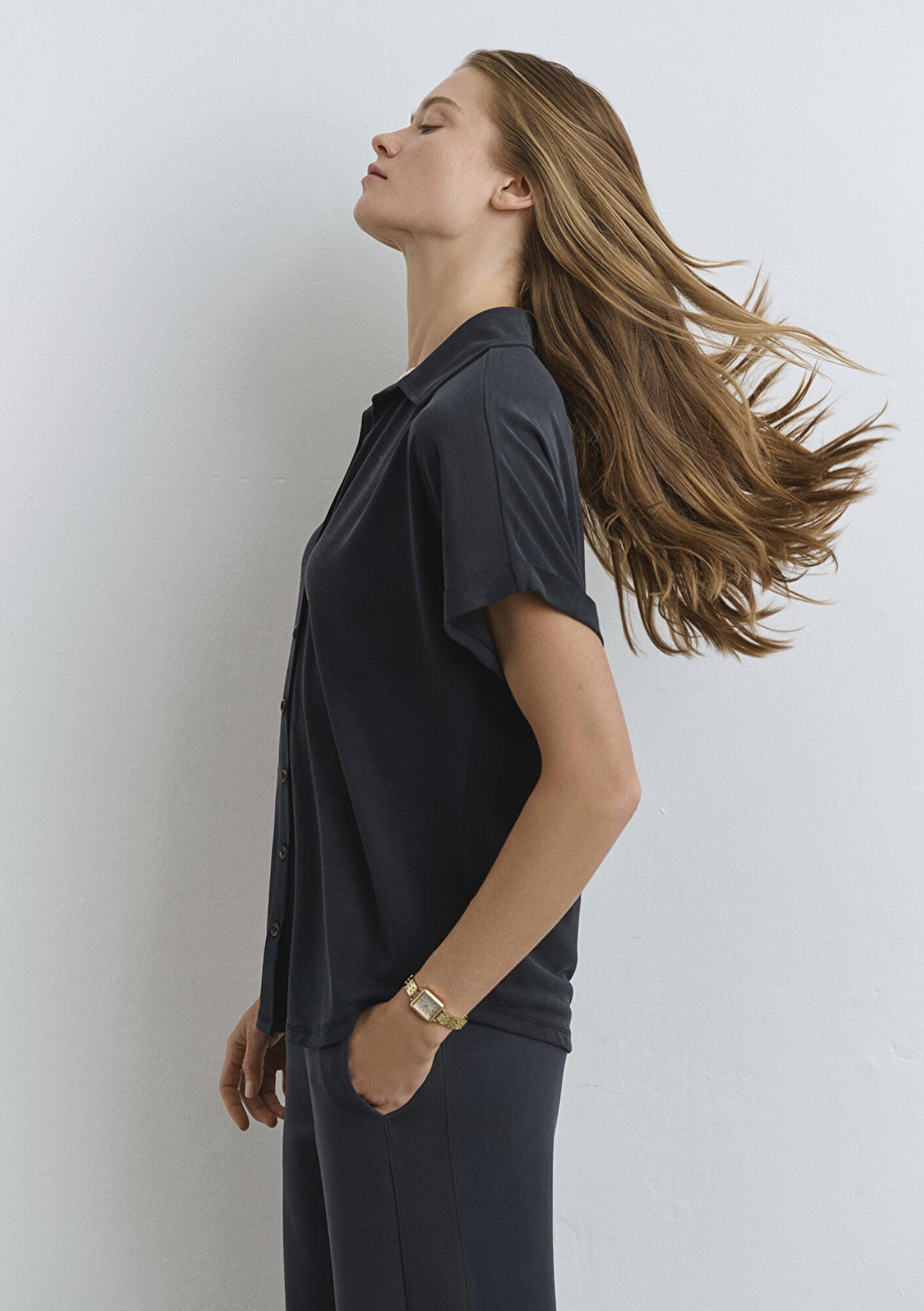 Mavi Lux Touch (TENCEL™) Antrasit Modal Gömlek Regular Fit / Normal Kesim 168081-900