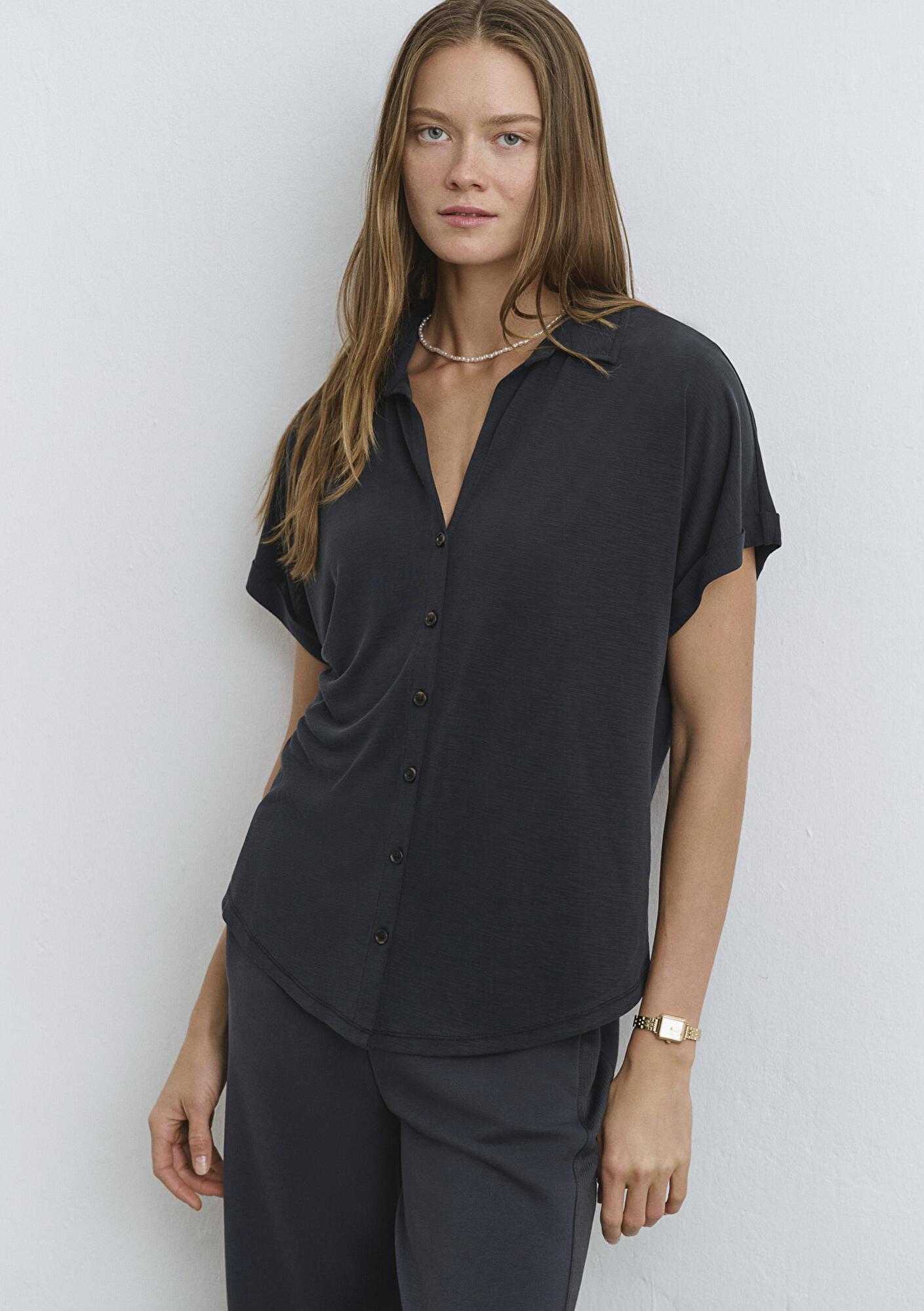 Mavi Lux Touch (TENCEL™) Antrasit Modal Gömlek Regular Fit / Normal Kesim 168081-900