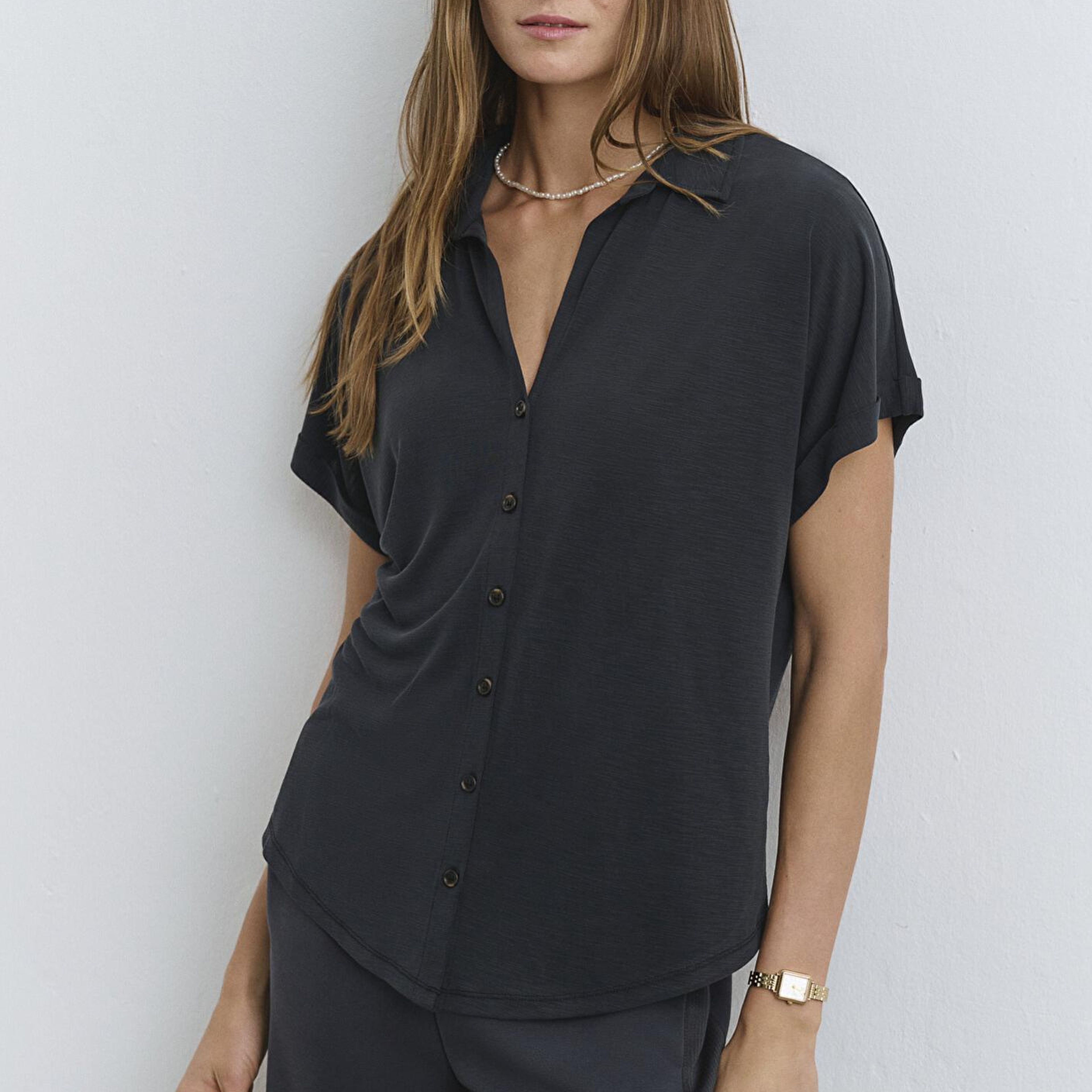 Mavi Lux Touch (TENCEL™) Antrasit Modal Gömlek Regular Fit / Normal Kesim 168081-900