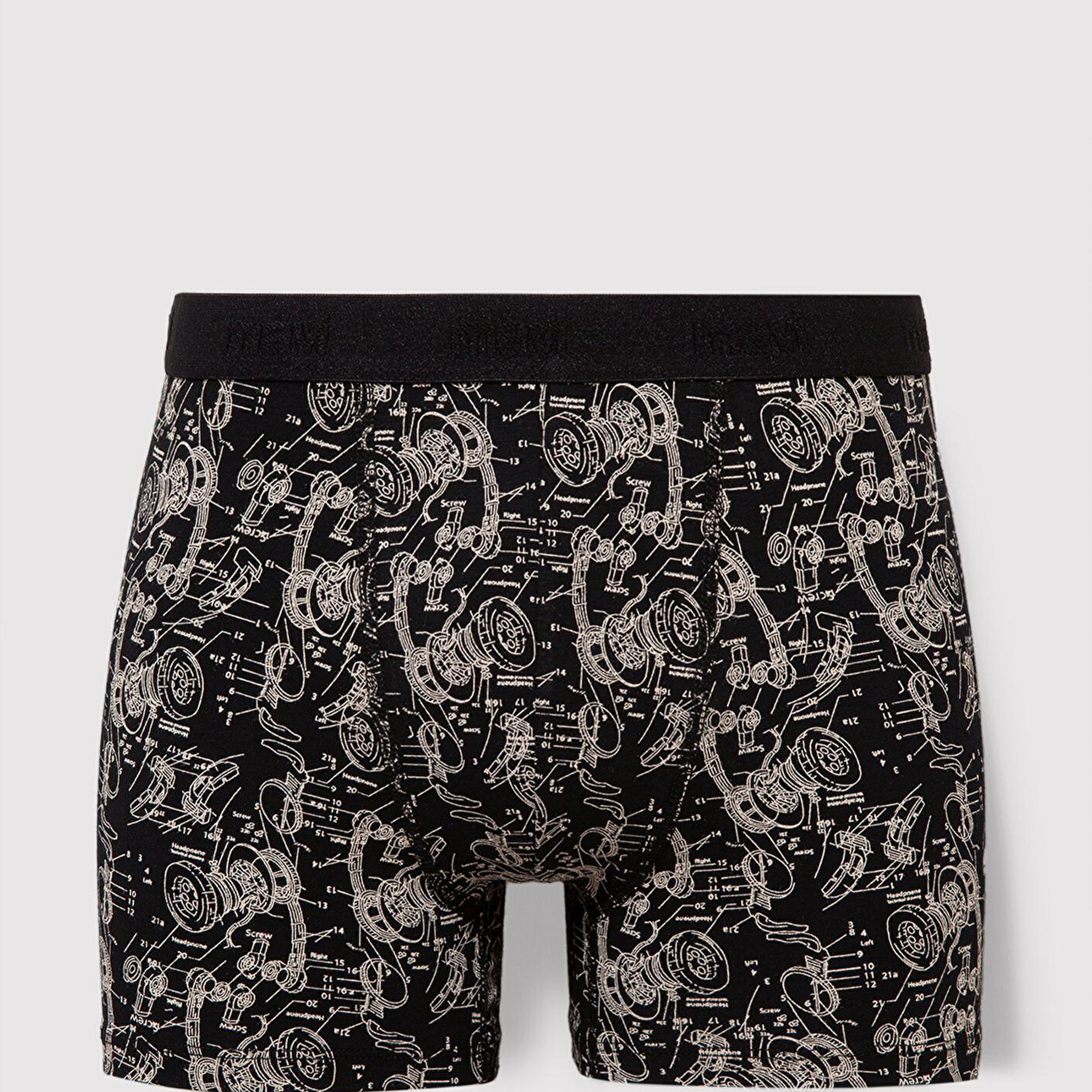 Mavi Grafik Baskılı Siyah Boxer 092070-900