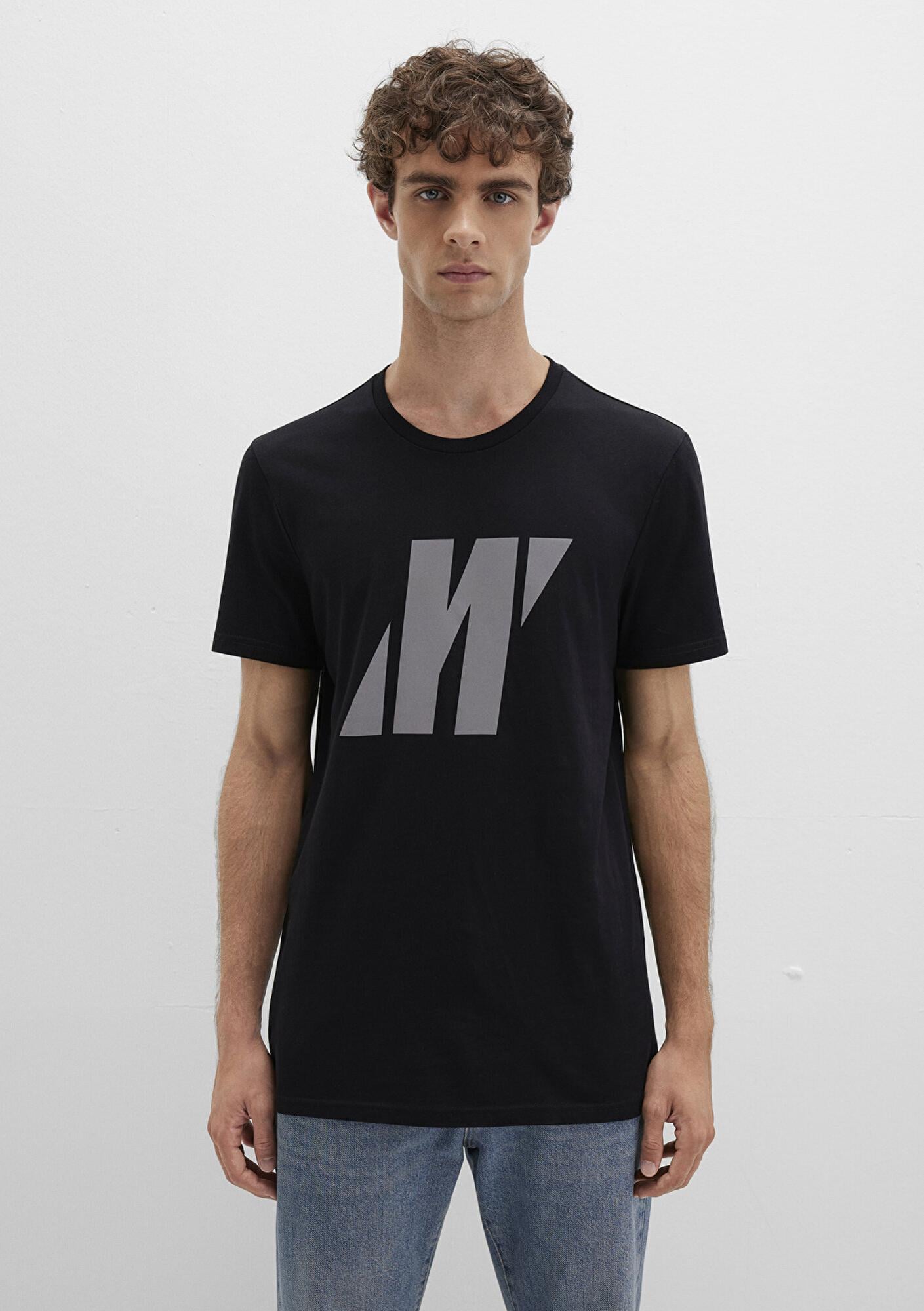 Mavi Mavi Pro Reflektör Logo Baskılı Siyah Tişört Slim Fit / Dar Kesim 066000-900