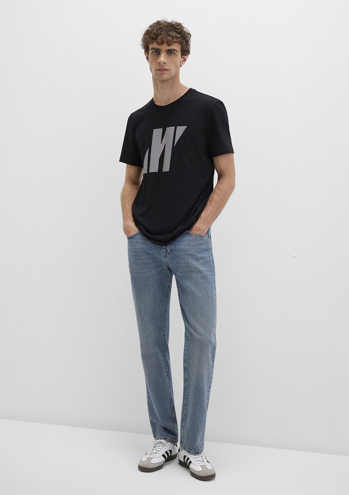 Mavi Mavi Pro Reflektör Logo Baskılı Siyah Tişört Slim Fit / Dar Kesim 066000-900