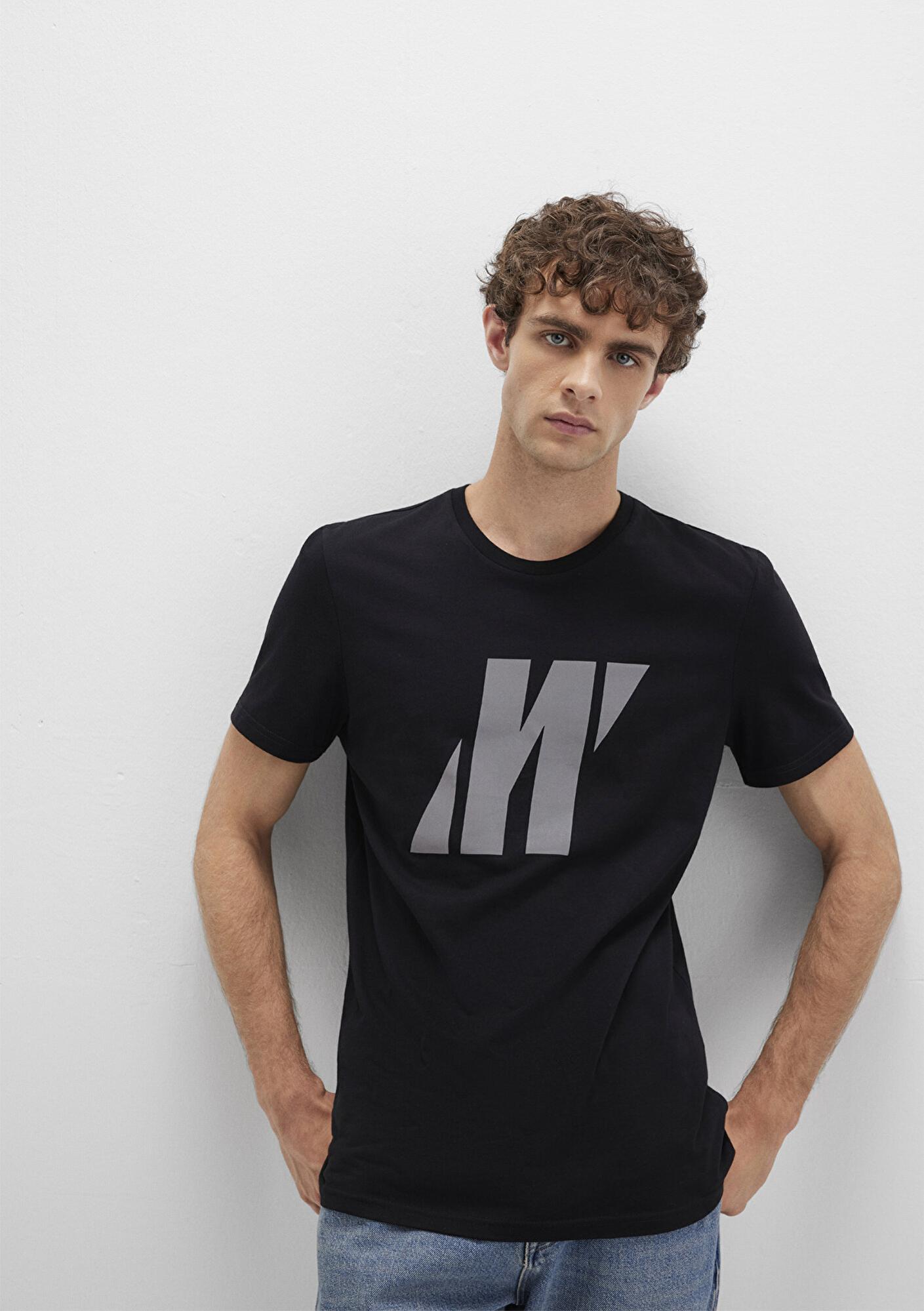 Mavi Mavi Pro Reflektör Logo Baskılı Siyah Tişört Slim Fit / Dar Kesim 066000-900