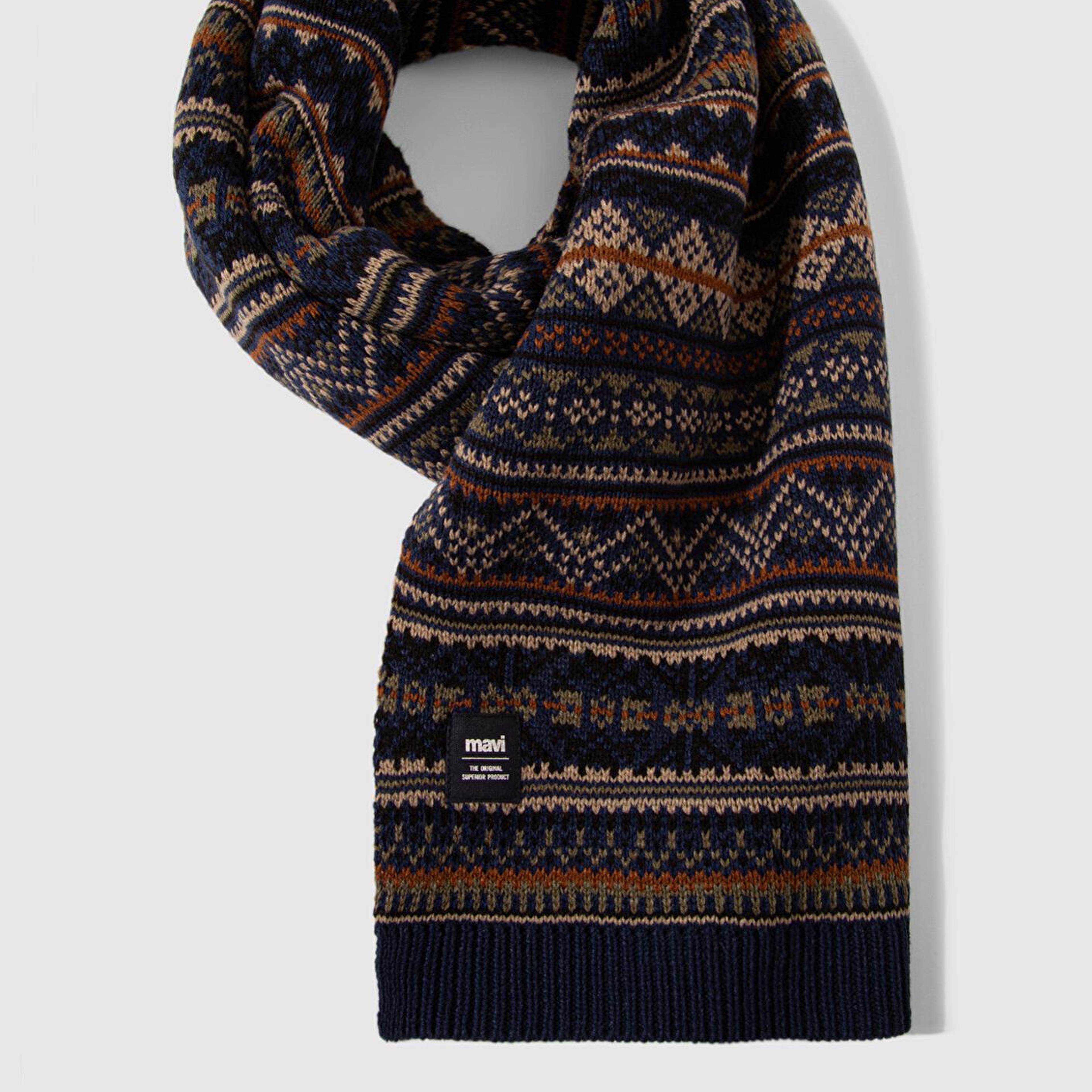 Mavi Jakarlı Lacivert Atkı 091059-29764