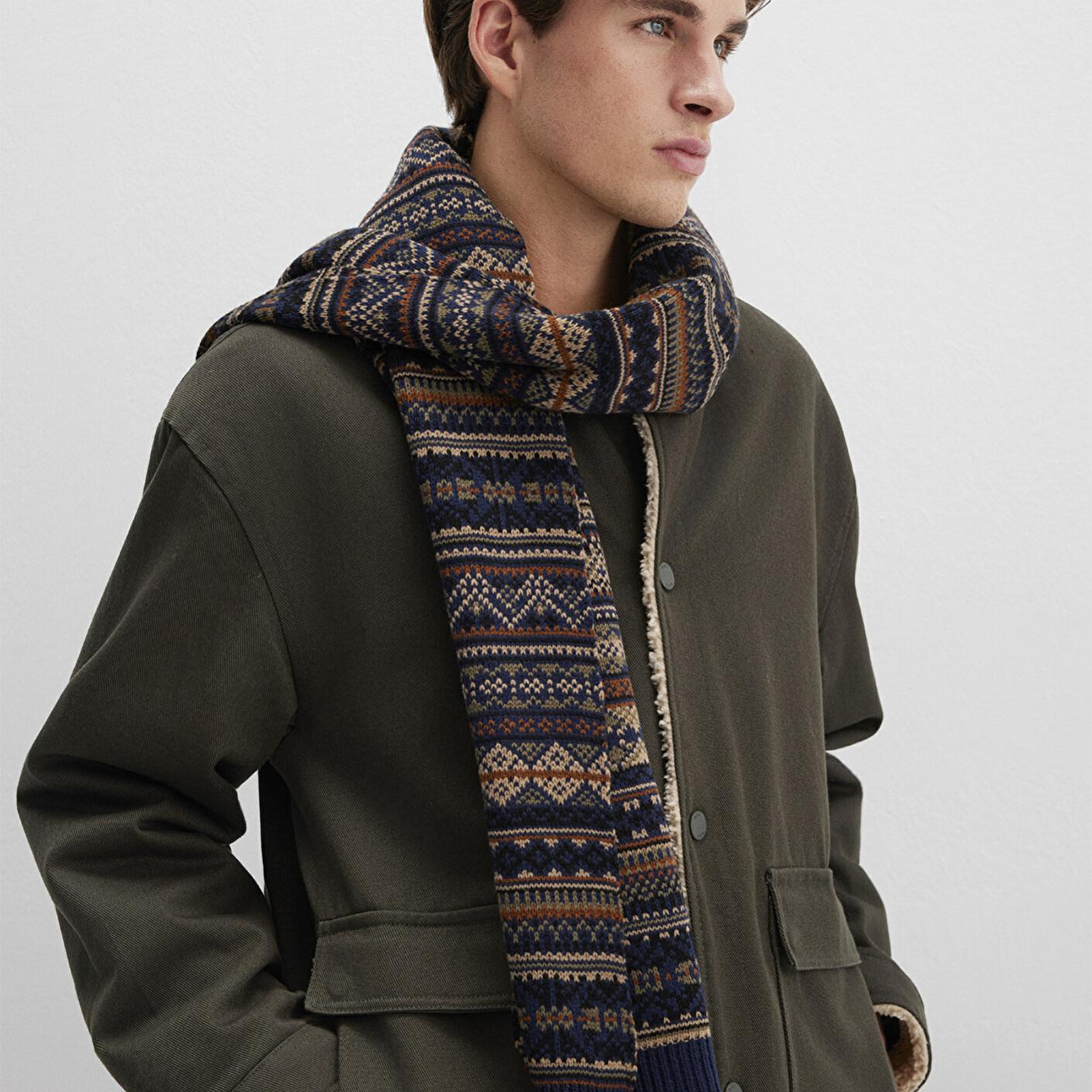 Mavi Jakarlı Lacivert Atkı 091059-29764