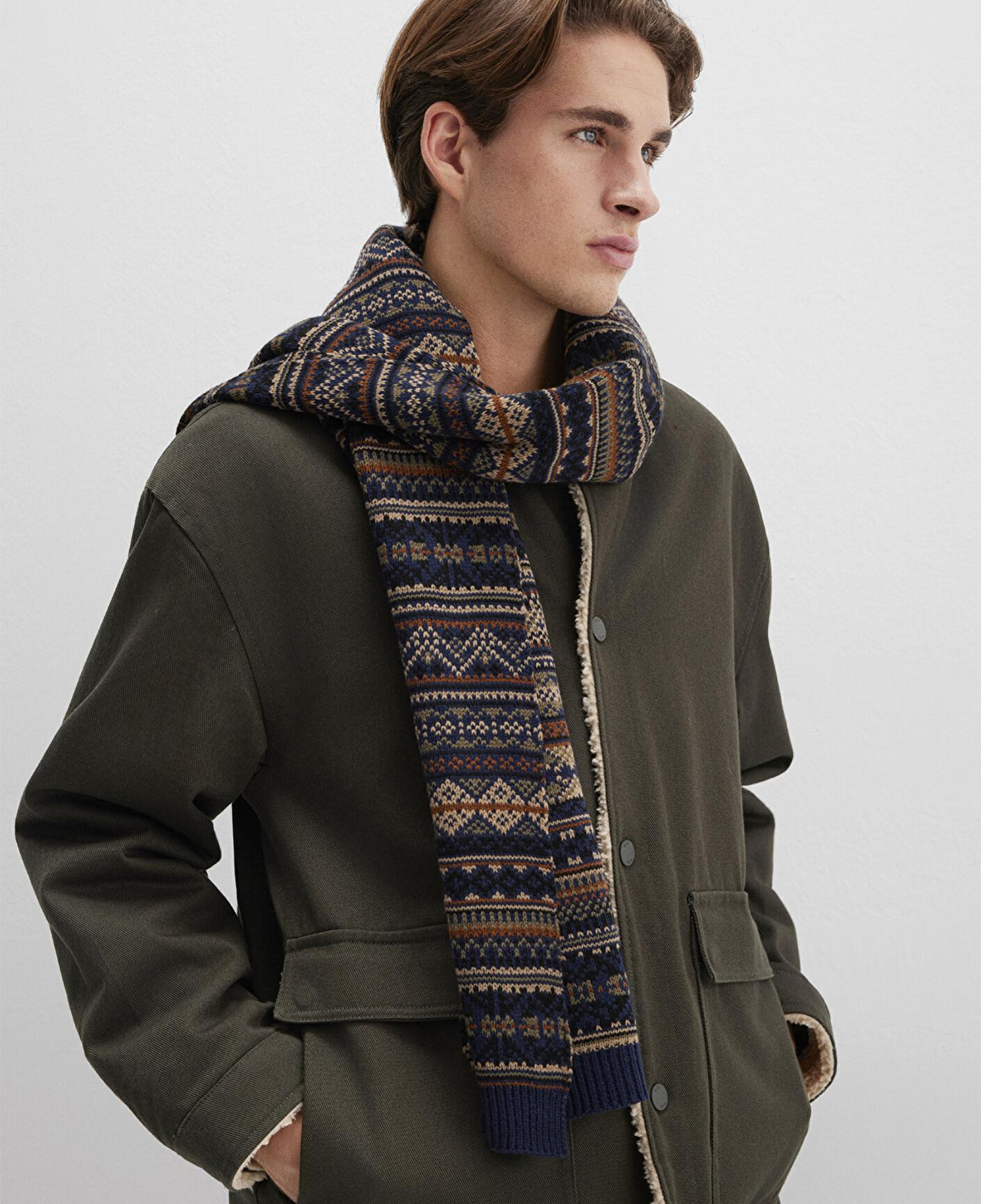 Mavi Jakarlı Lacivert Atkı 091059-29764