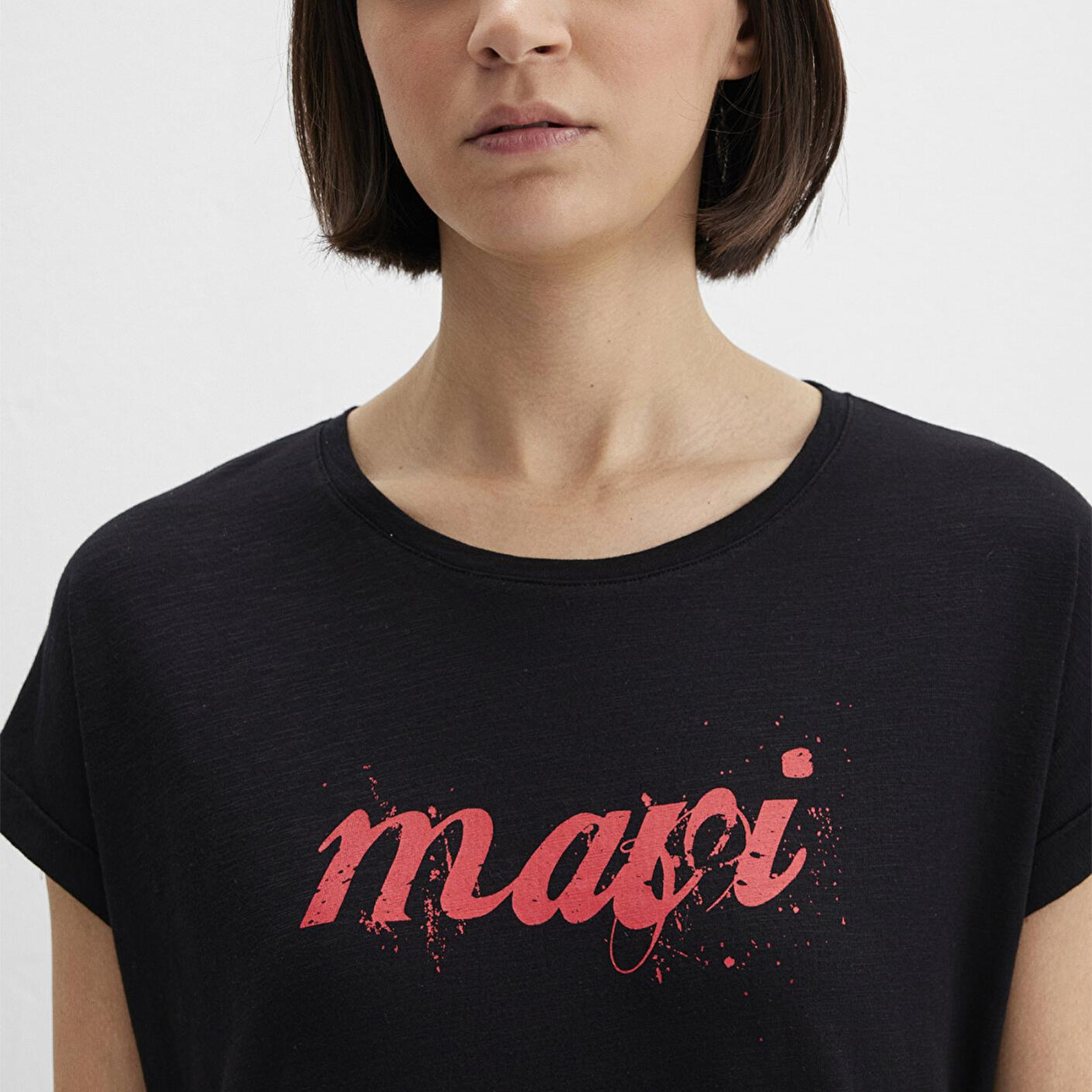Mavi Mavi Logo Baskılı Siyah Tişört Loose Fit / Bol Rahat Kesim 166422-900