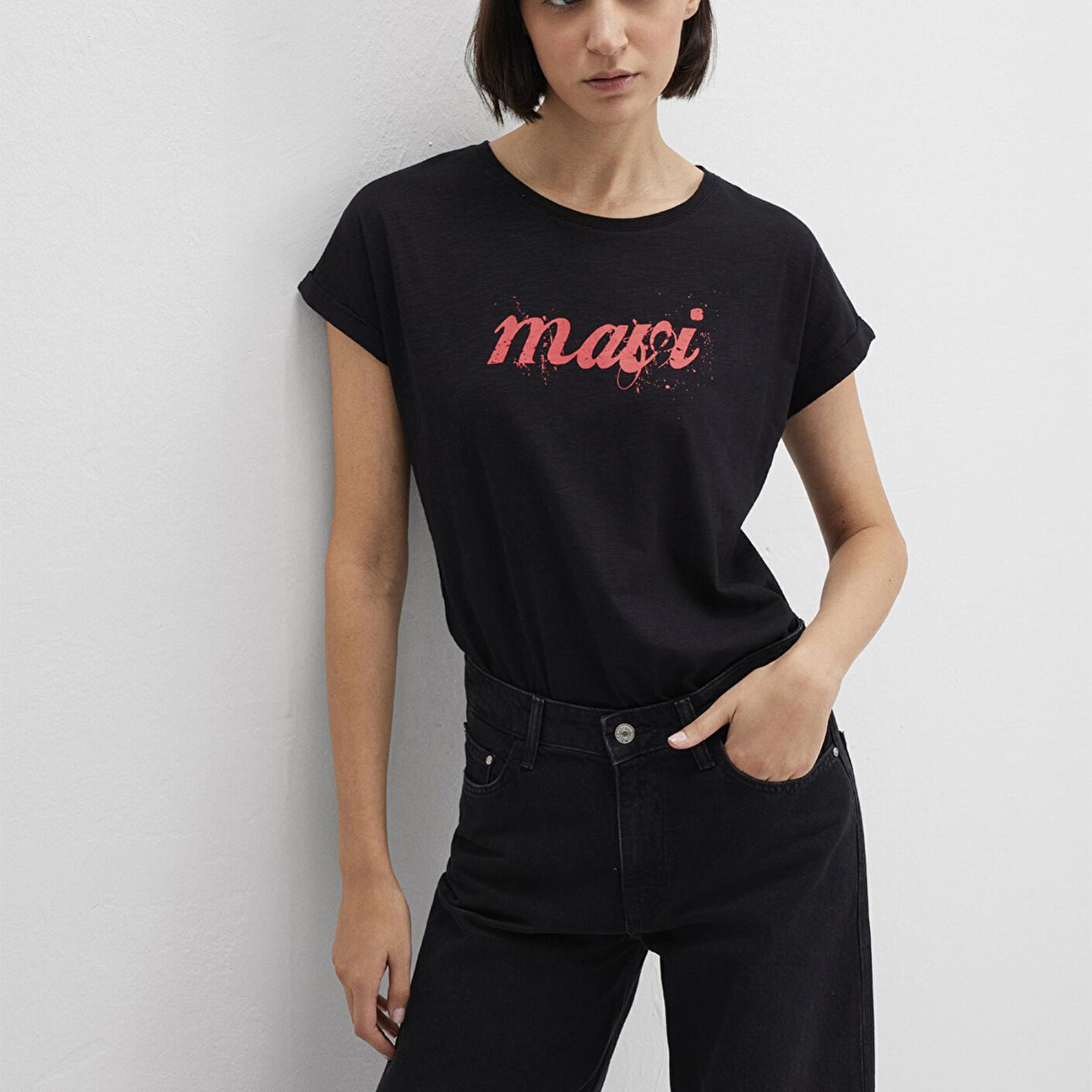 Mavi Mavi Logo Baskılı Siyah Tişört Loose Fit / Bol Rahat Kesim 166422-900