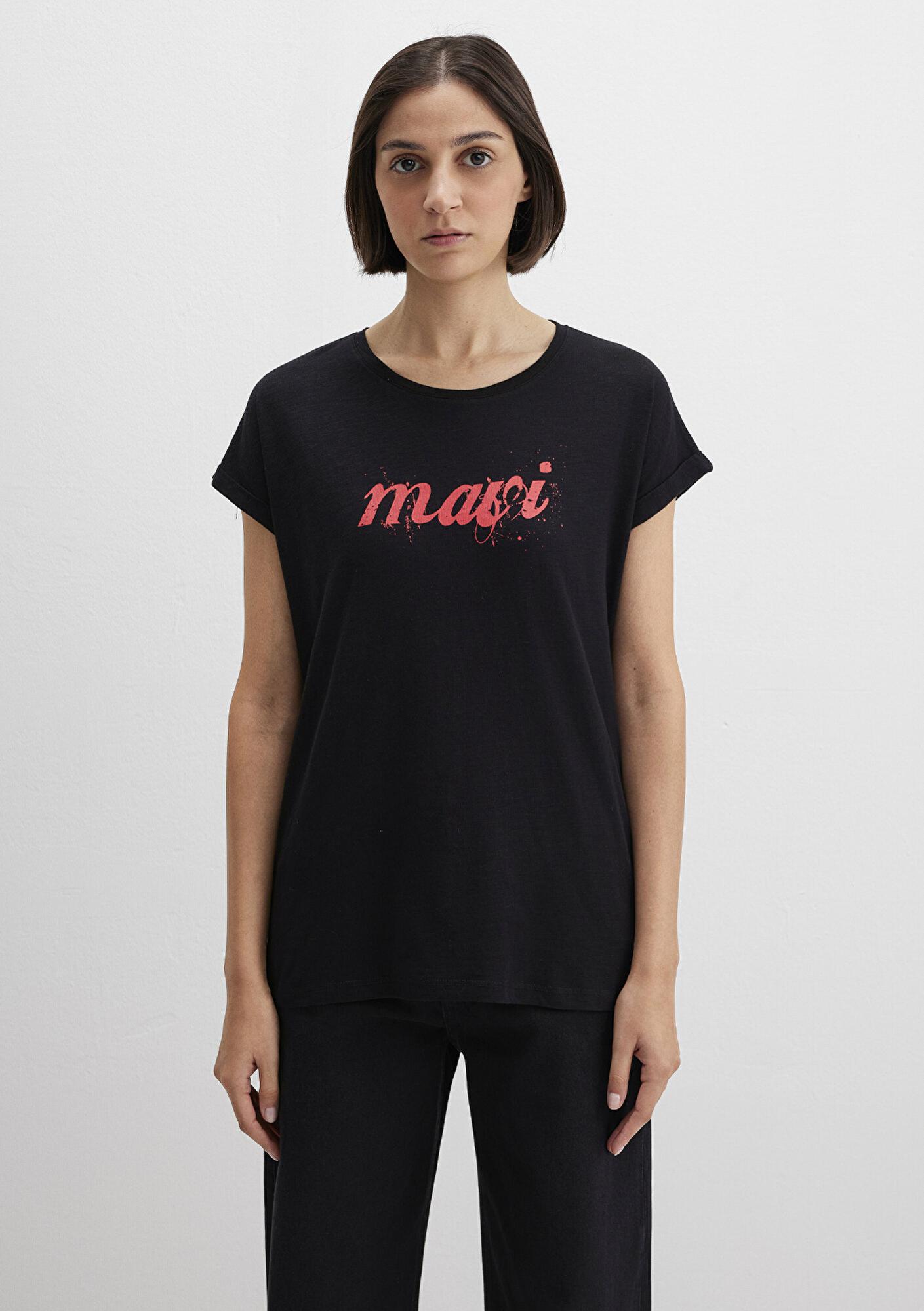 Mavi Mavi Logo Baskılı Siyah Tişört Loose Fit / Bol Rahat Kesim 166422-900