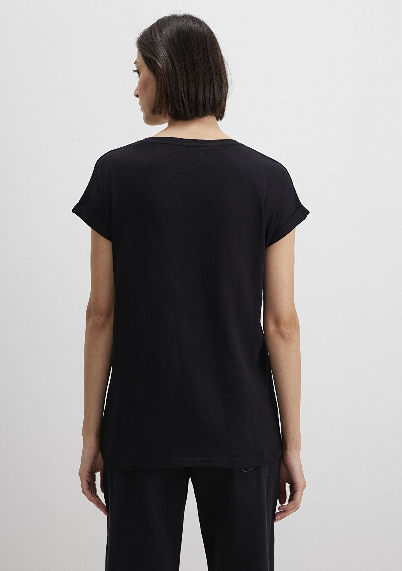 Mavi Mavi Logo Baskılı Siyah Tişört Loose Fit / Bol Rahat Kesim 166422-900