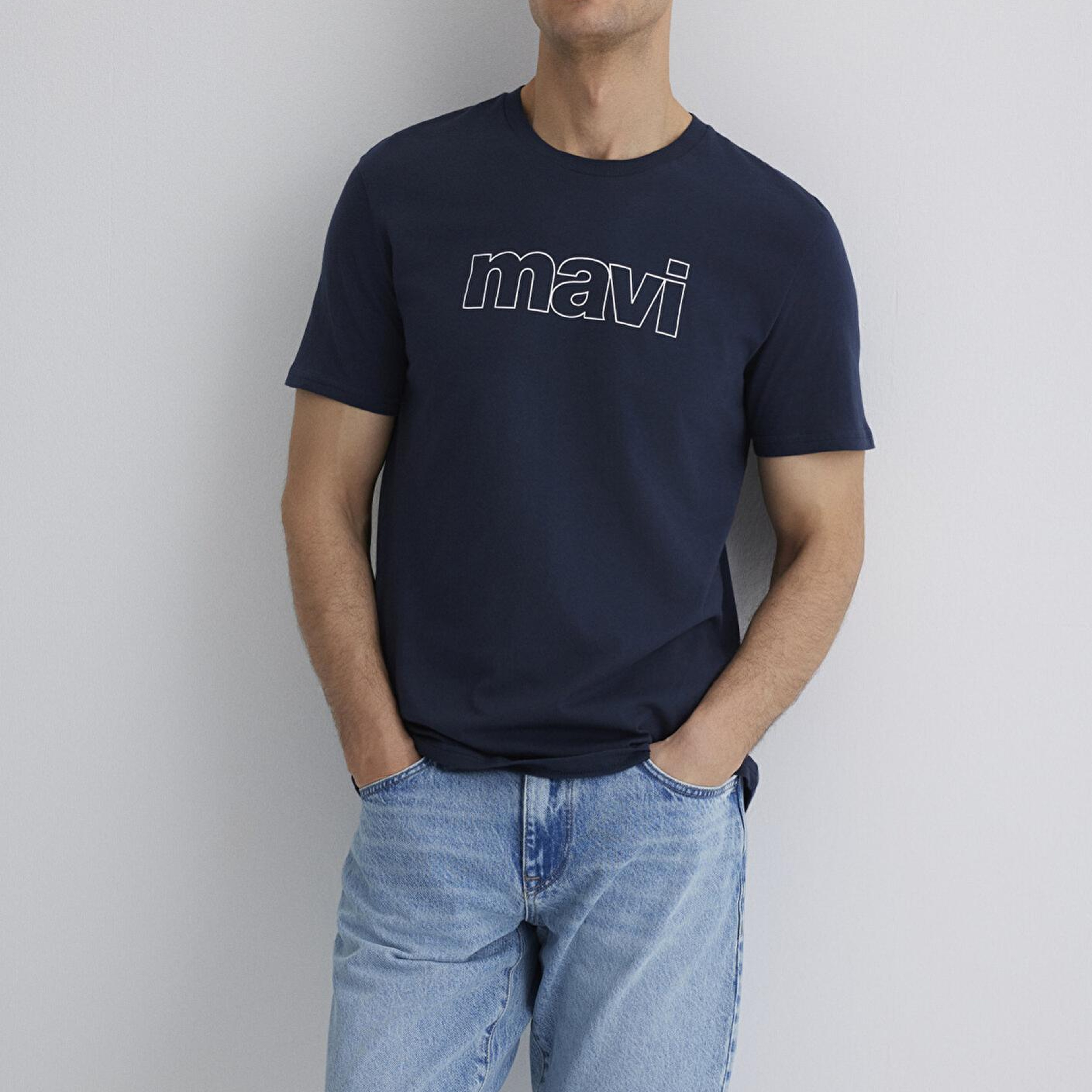 Mavi Mavi Logo Baskılı Lacivert Tişört Slim Fit / Dar Kesim 065781-28417