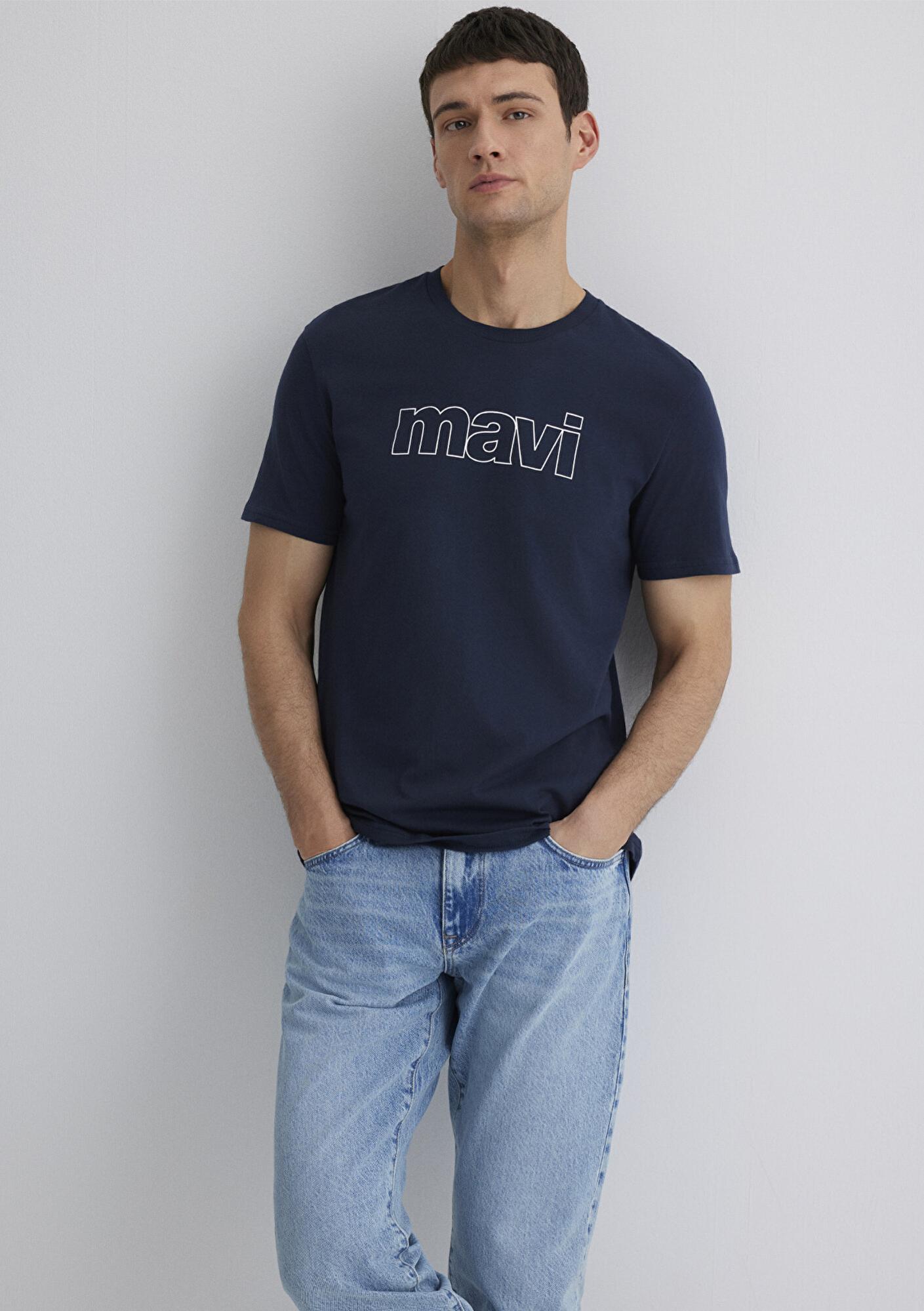 Mavi Mavi Logo Baskılı Lacivert Tişört Slim Fit / Dar Kesim 065781-28417