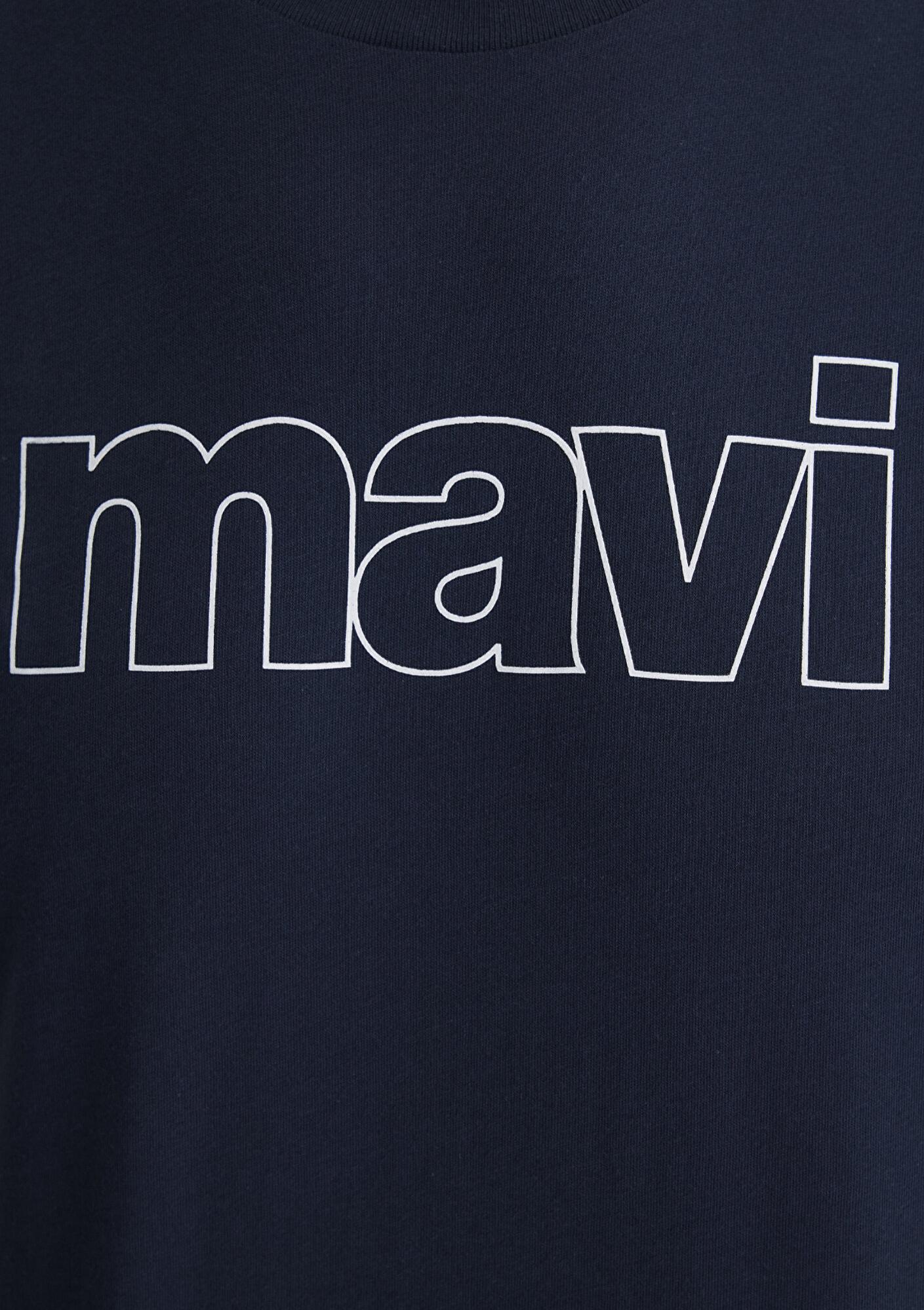 Mavi Mavi Logo Baskılı Lacivert Tişört Slim Fit / Dar Kesim 065781-28417