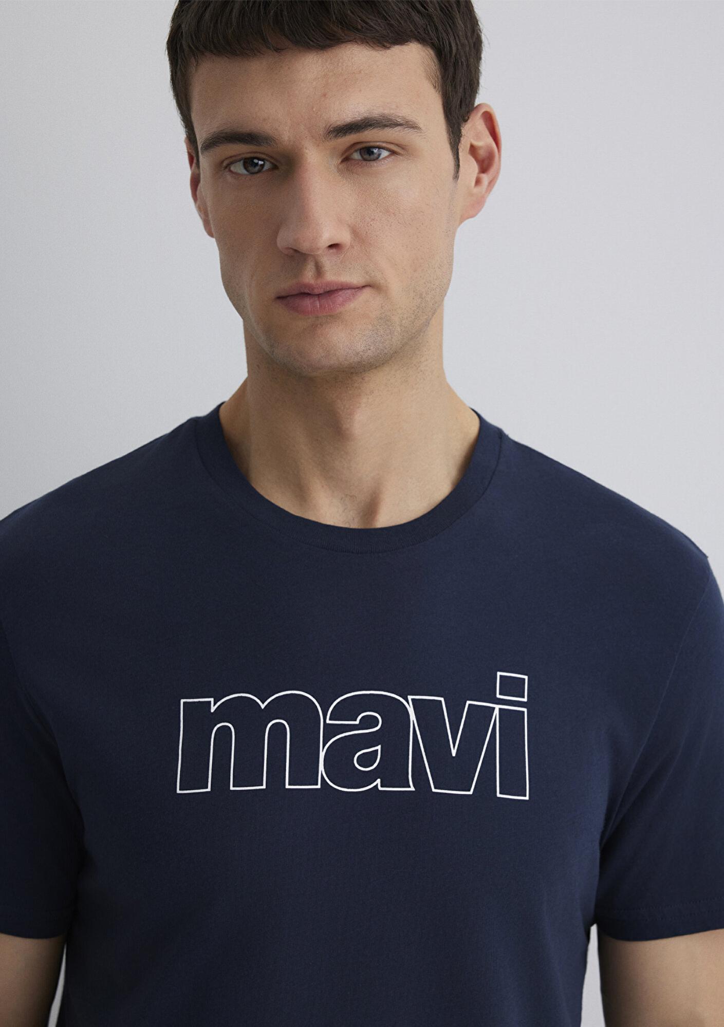 Mavi Mavi Logo Baskılı Lacivert Tişört Slim Fit / Dar Kesim 065781-28417