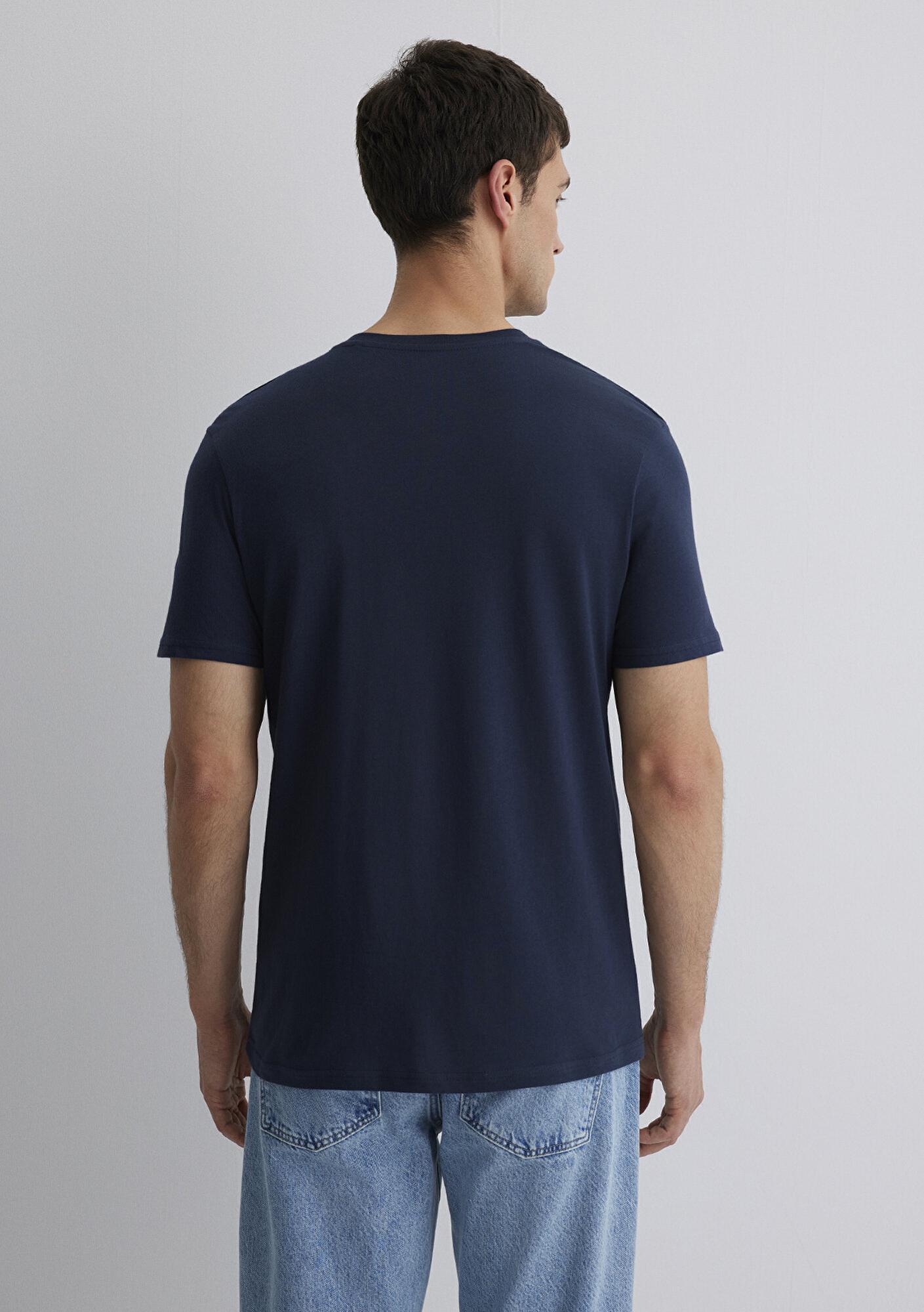 Mavi Mavi Logo Baskılı Lacivert Tişört Slim Fit / Dar Kesim 065781-28417