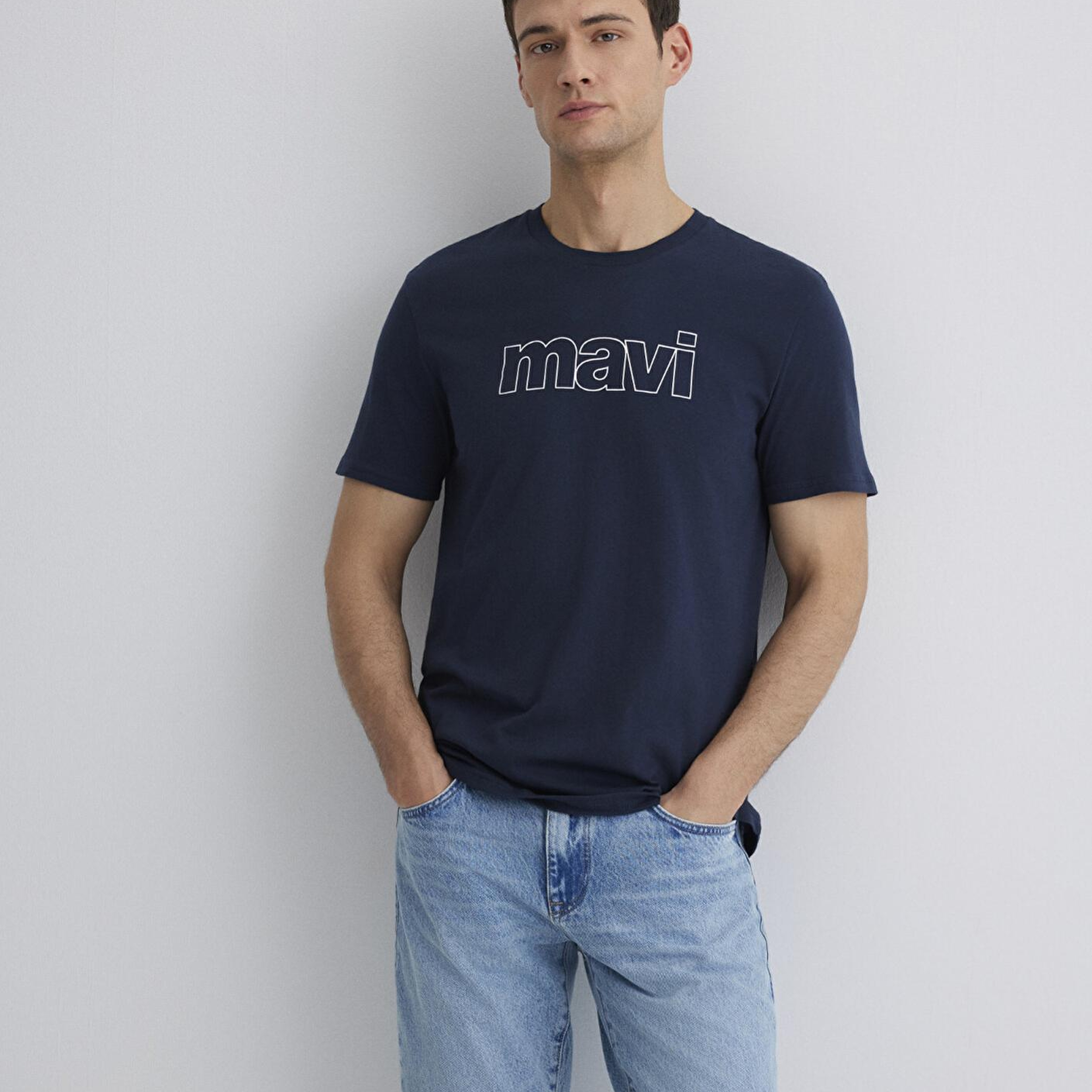 Mavi Mavi Logo Baskılı Lacivert Tişört Slim Fit / Dar Kesim 065781-28417