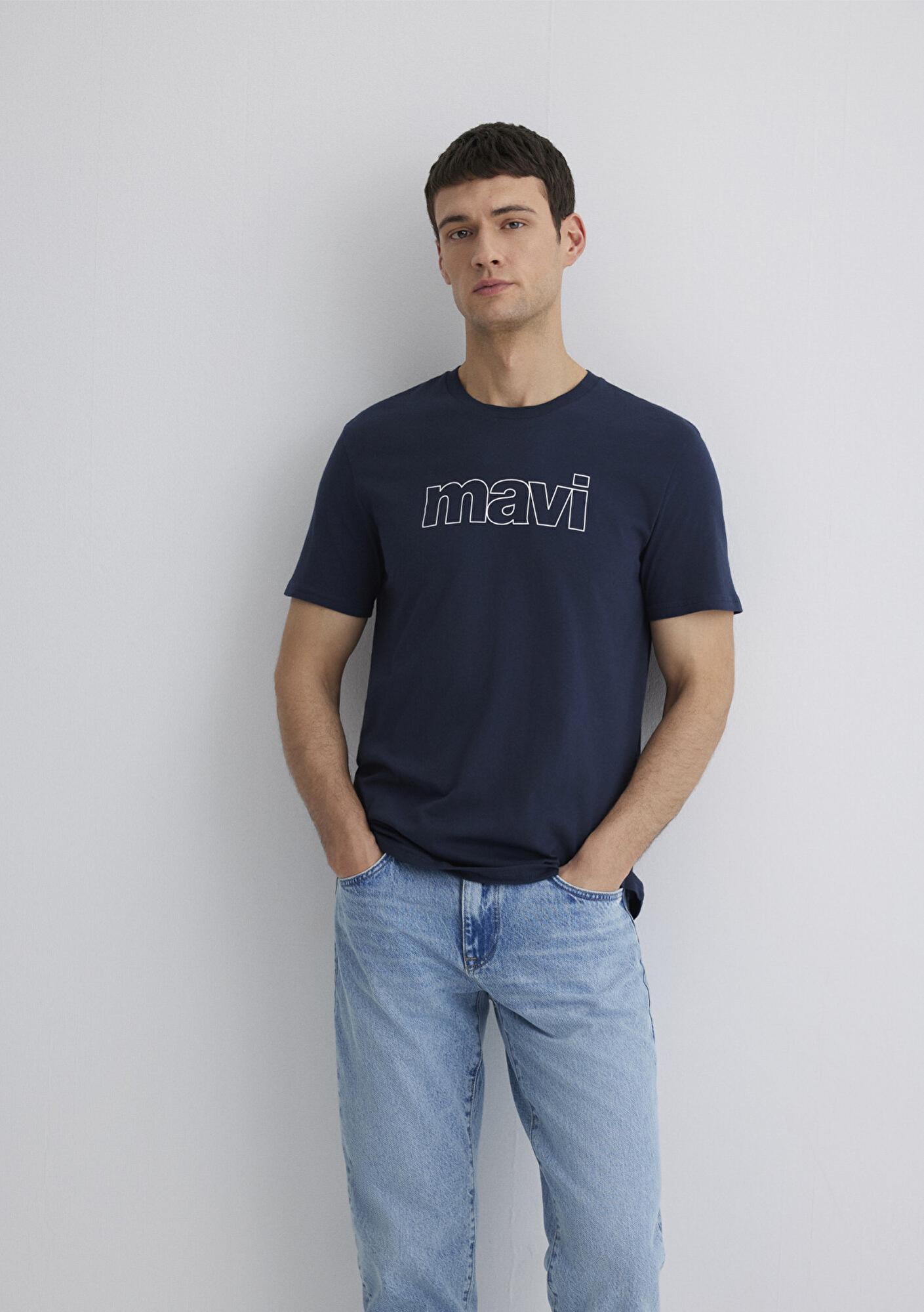 Mavi Mavi Logo Baskılı Lacivert Tişört Slim Fit / Dar Kesim 065781-28417