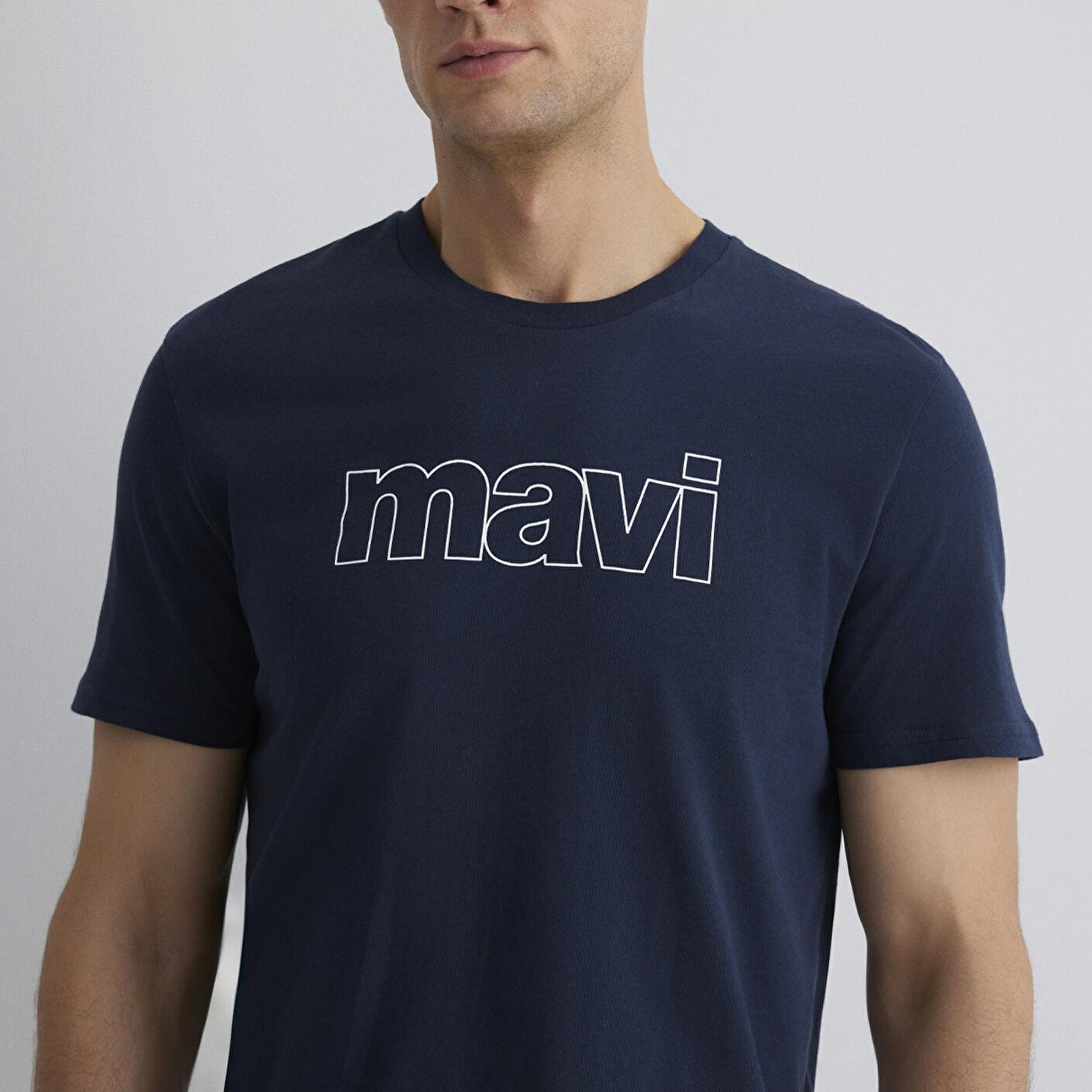 Mavi Mavi Logo Baskılı Lacivert Tişört Slim Fit / Dar Kesim 065781-28417
