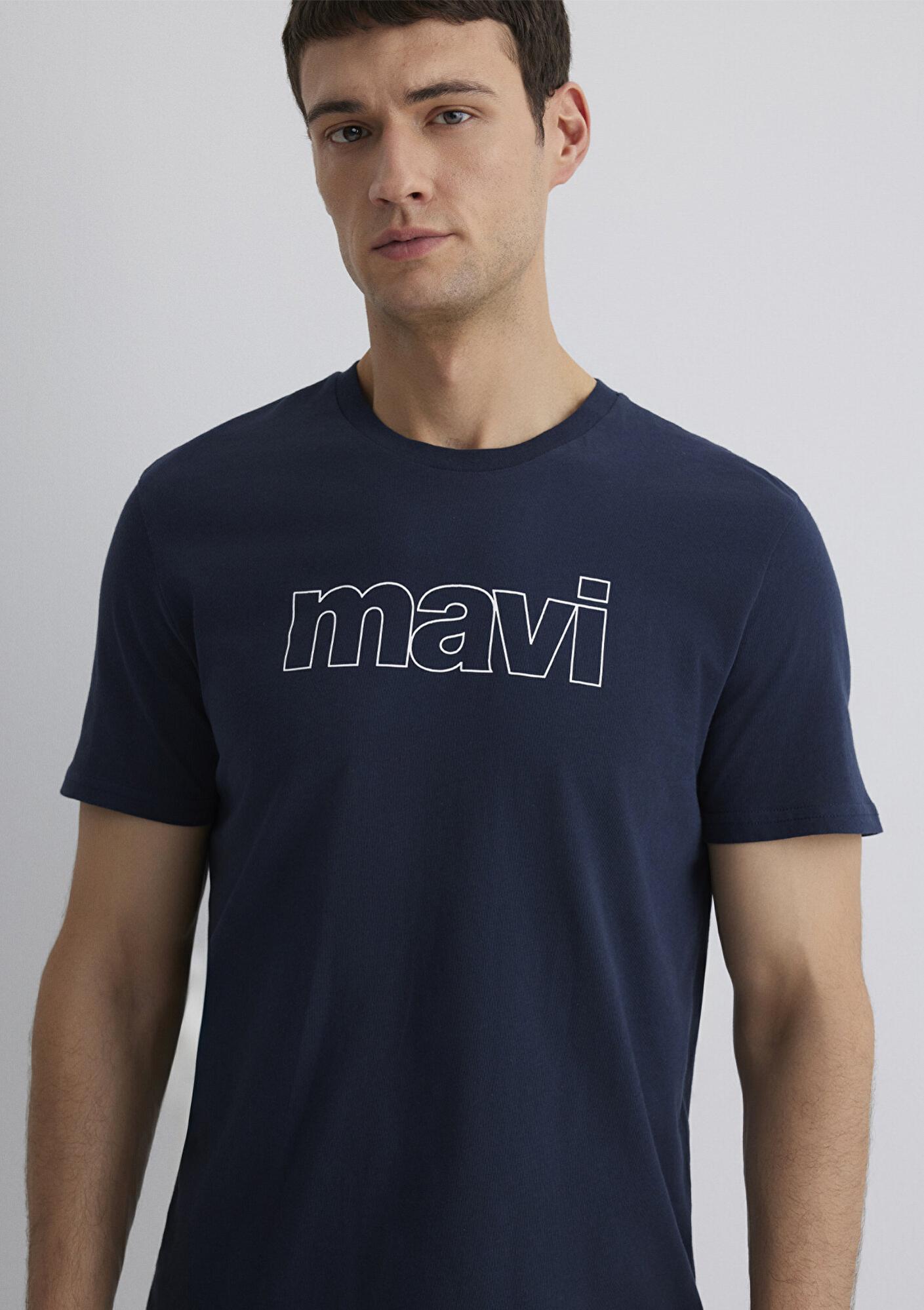 Mavi Mavi Logo Baskılı Lacivert Tişört Slim Fit / Dar Kesim 065781-28417