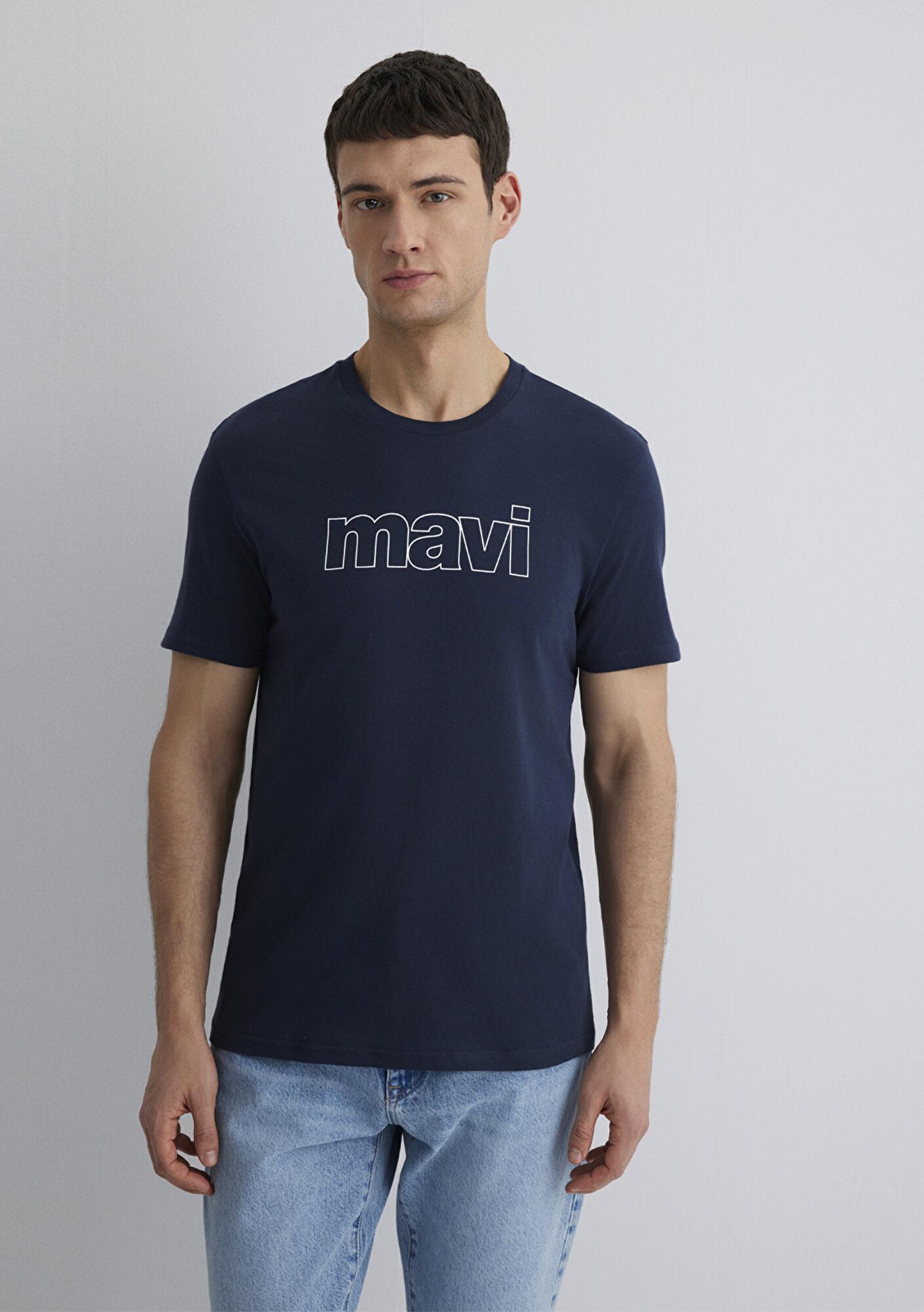 Mavi Mavi Logo Baskılı Lacivert Tişört Slim Fit / Dar Kesim 065781-28417