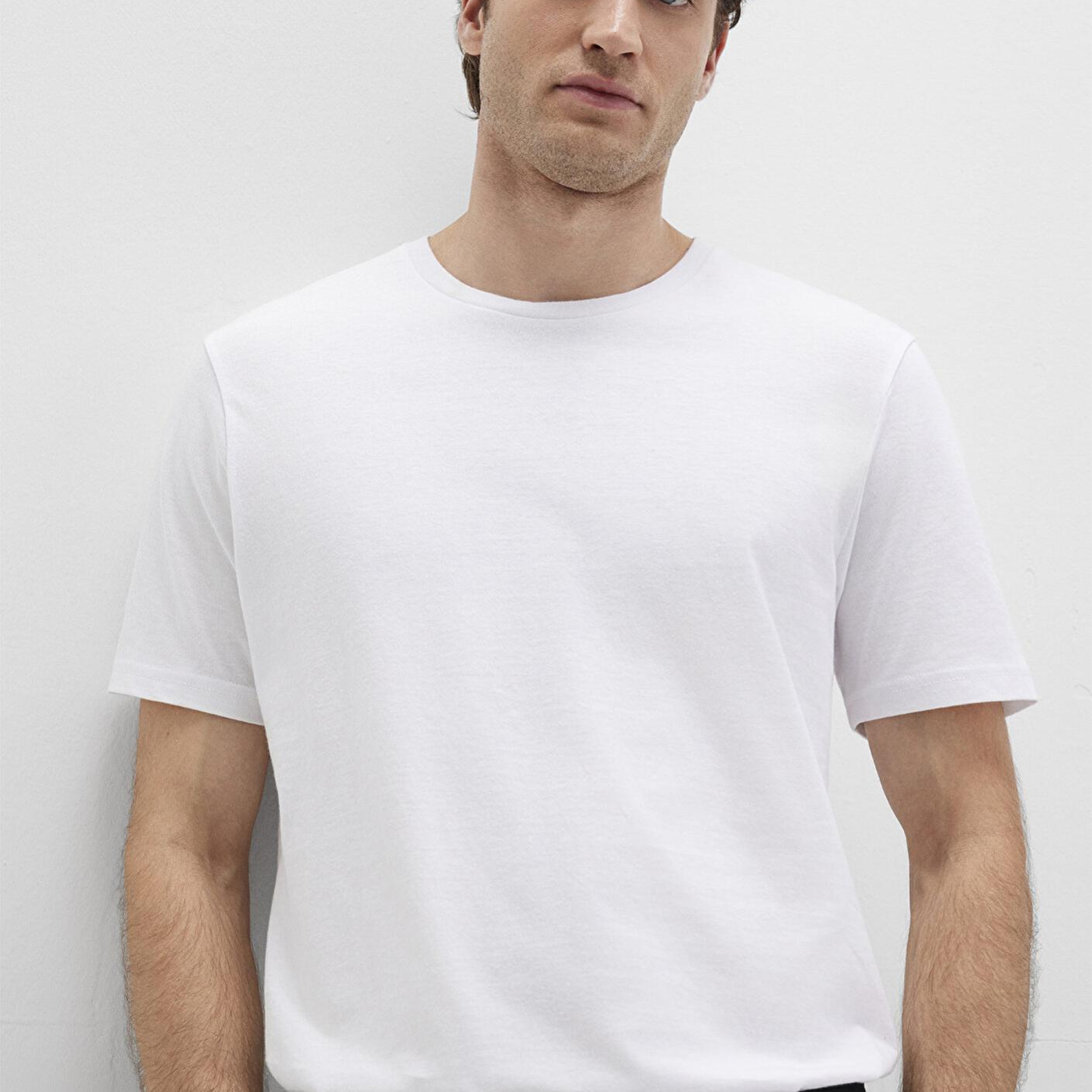 Mavi Beyaz Basic Tişört Slim Fit / Dar Kesim 065574-620