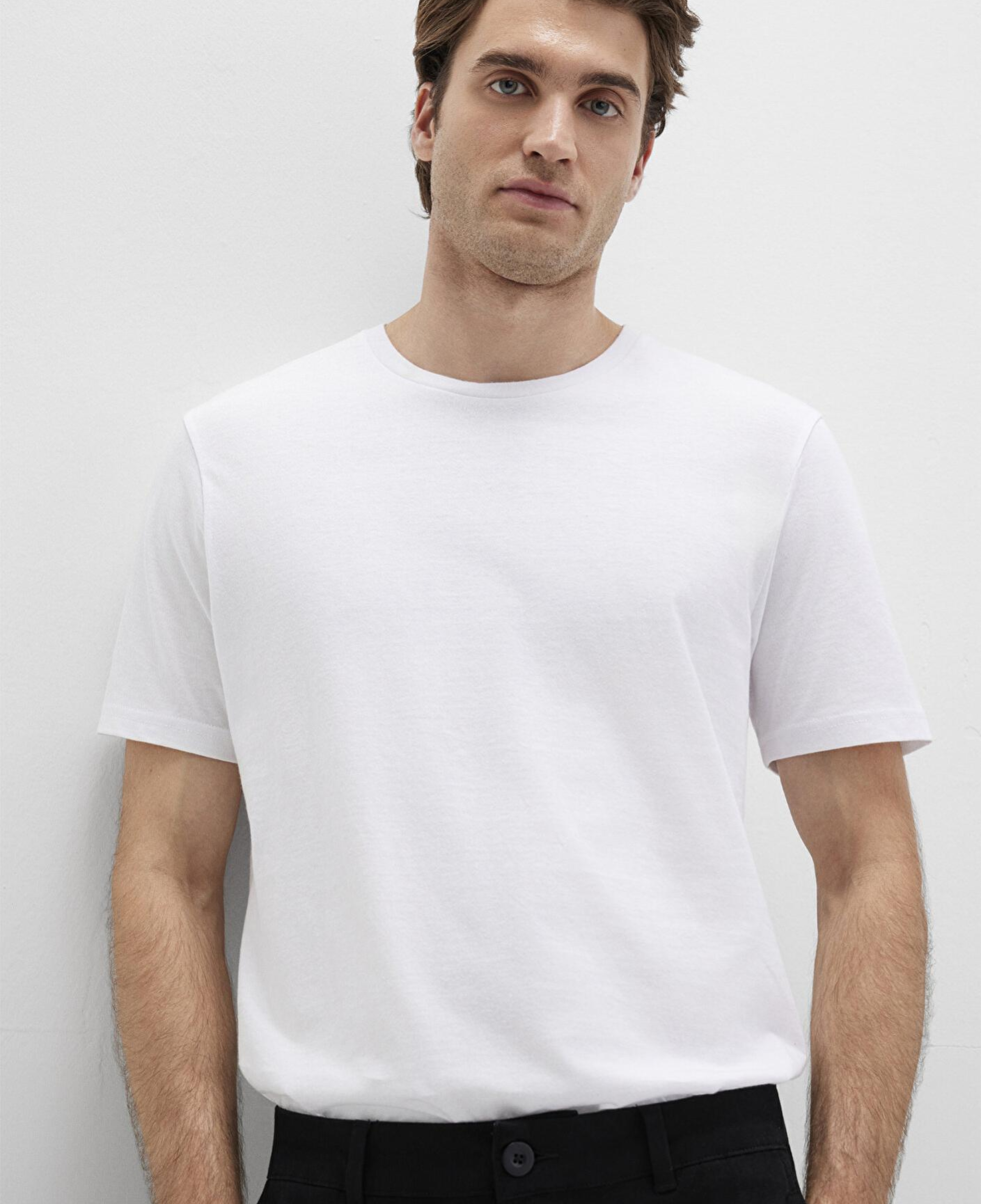 Mavi Beyaz Basic Tişört Slim Fit / Dar Kesim 065574-620