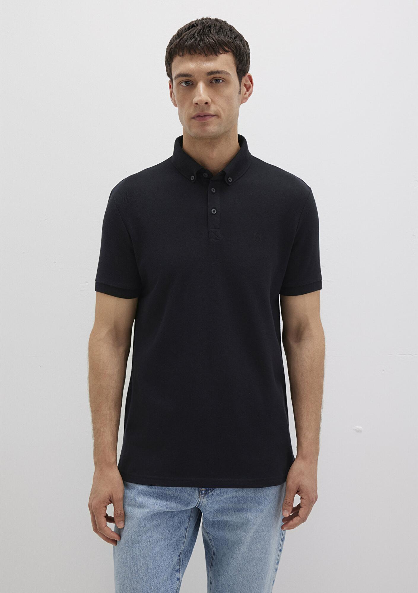 Mavi Siyah Polo Tişört Slim Fit / Dar Kesim 063247-900