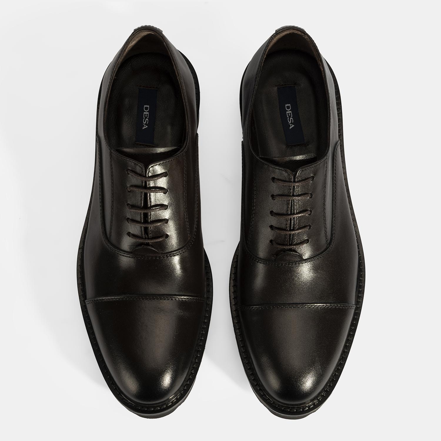 Erkek Kahve Bağcıklı Deri Klasik Ayakkabı