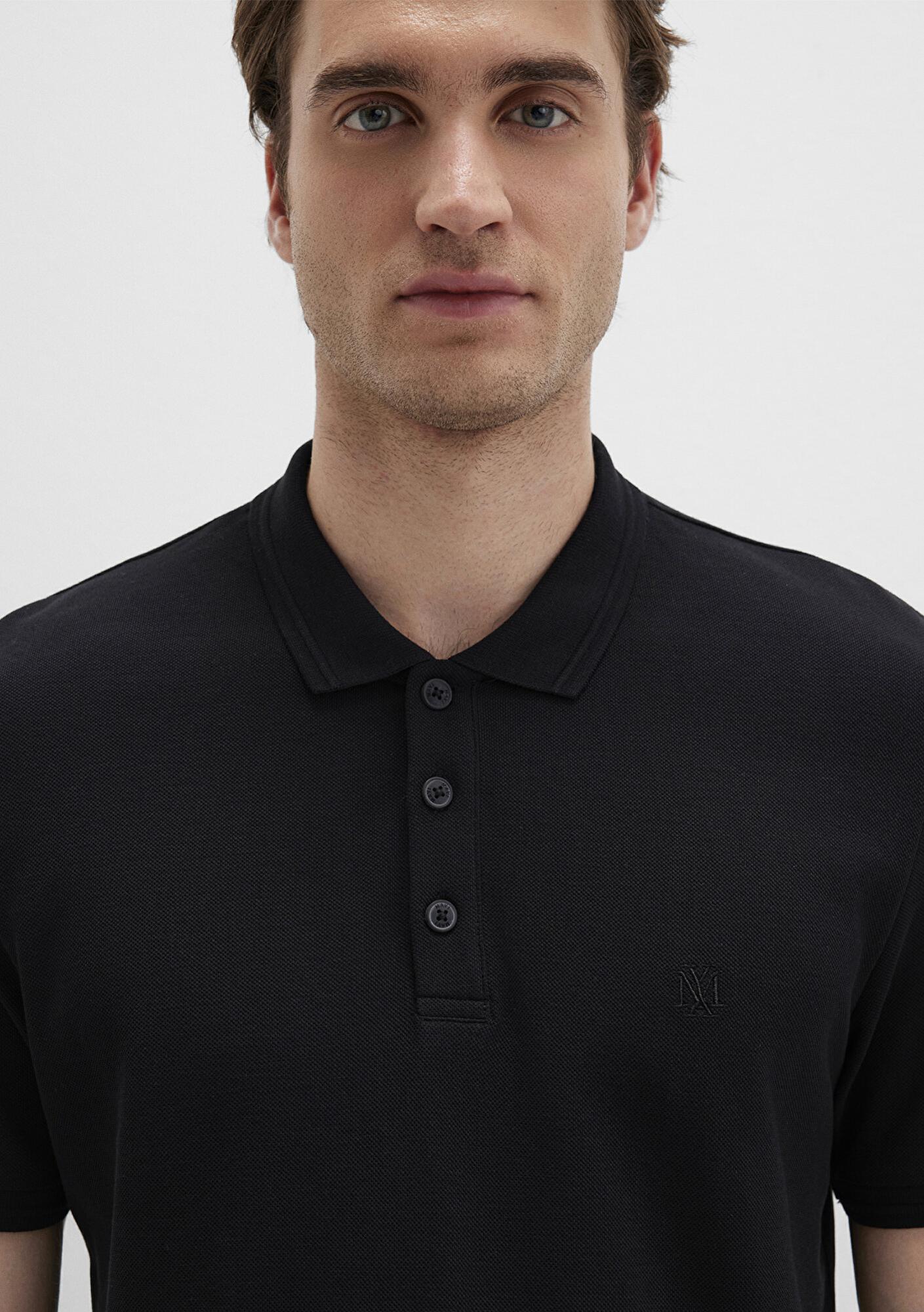 Mavi Siyah Polo Tişört Slim Fit / Dar Kesim 064946-21842