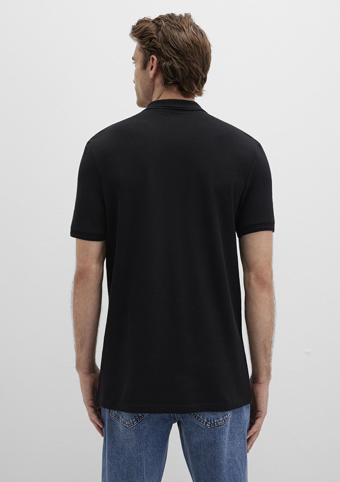 Mavi Siyah Polo Tişört Slim Fit / Dar Kesim 064946-21842