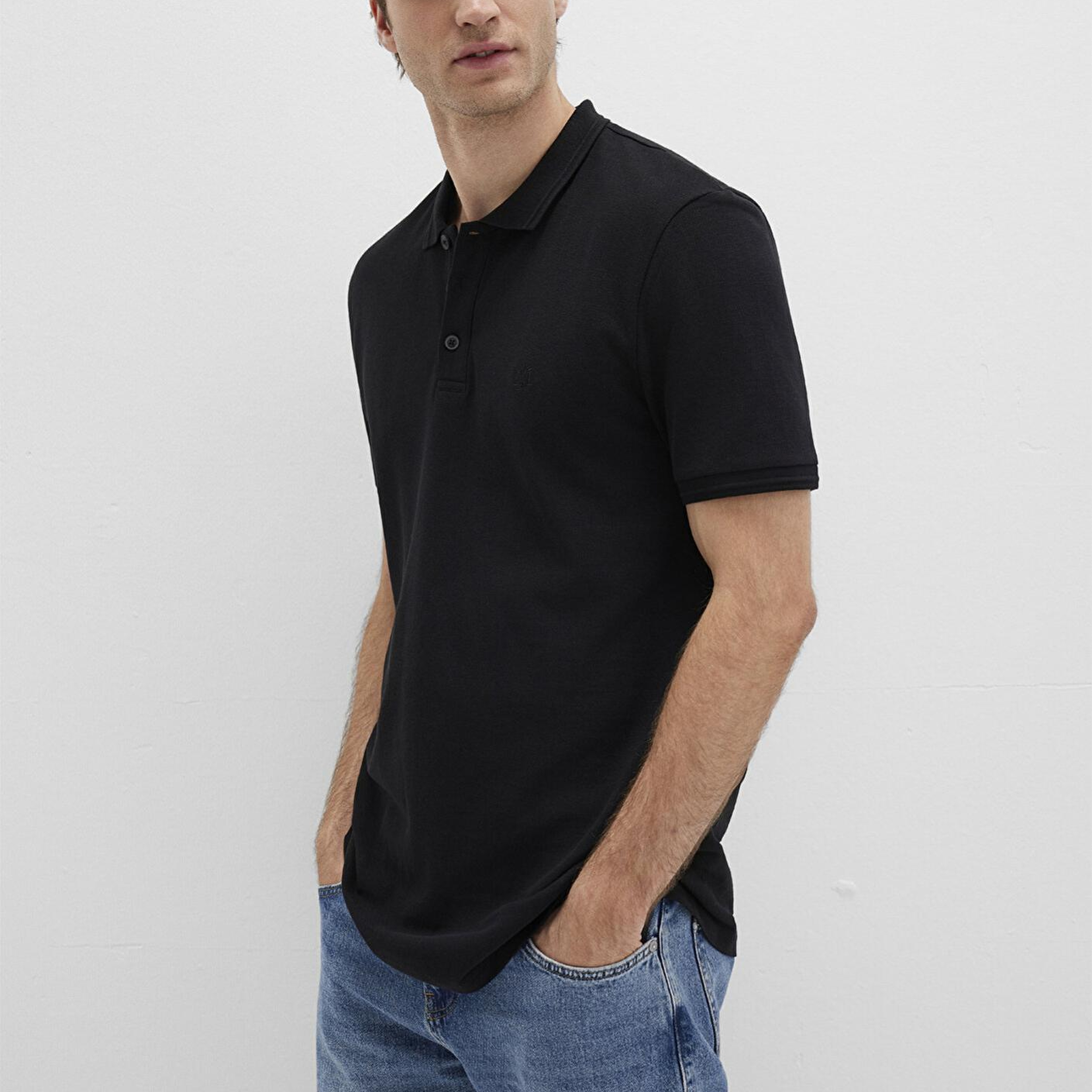 Mavi Siyah Polo Tişört Slim Fit / Dar Kesim 064946-21842