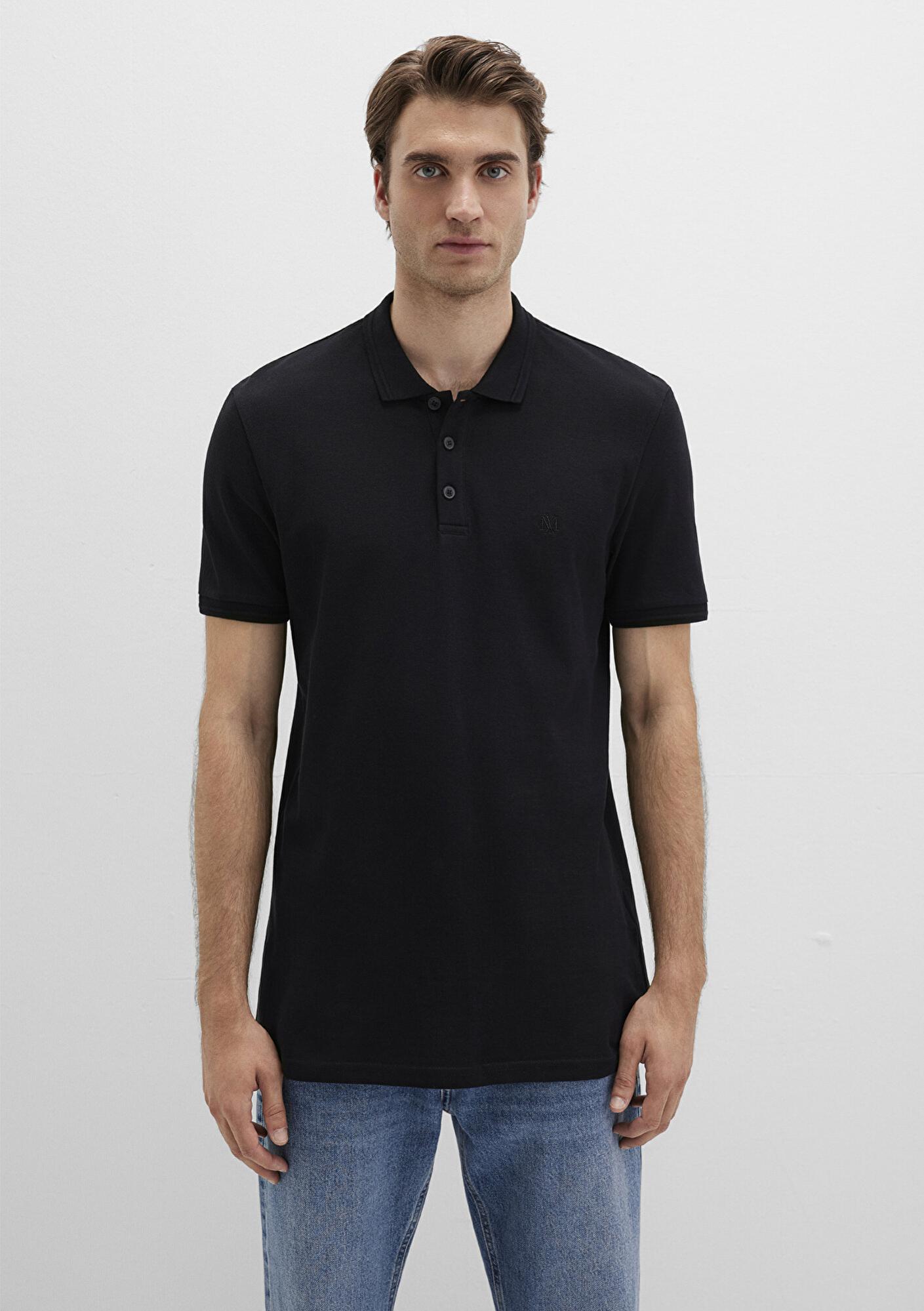 Mavi Siyah Polo Tişört Slim Fit / Dar Kesim 064946-21842