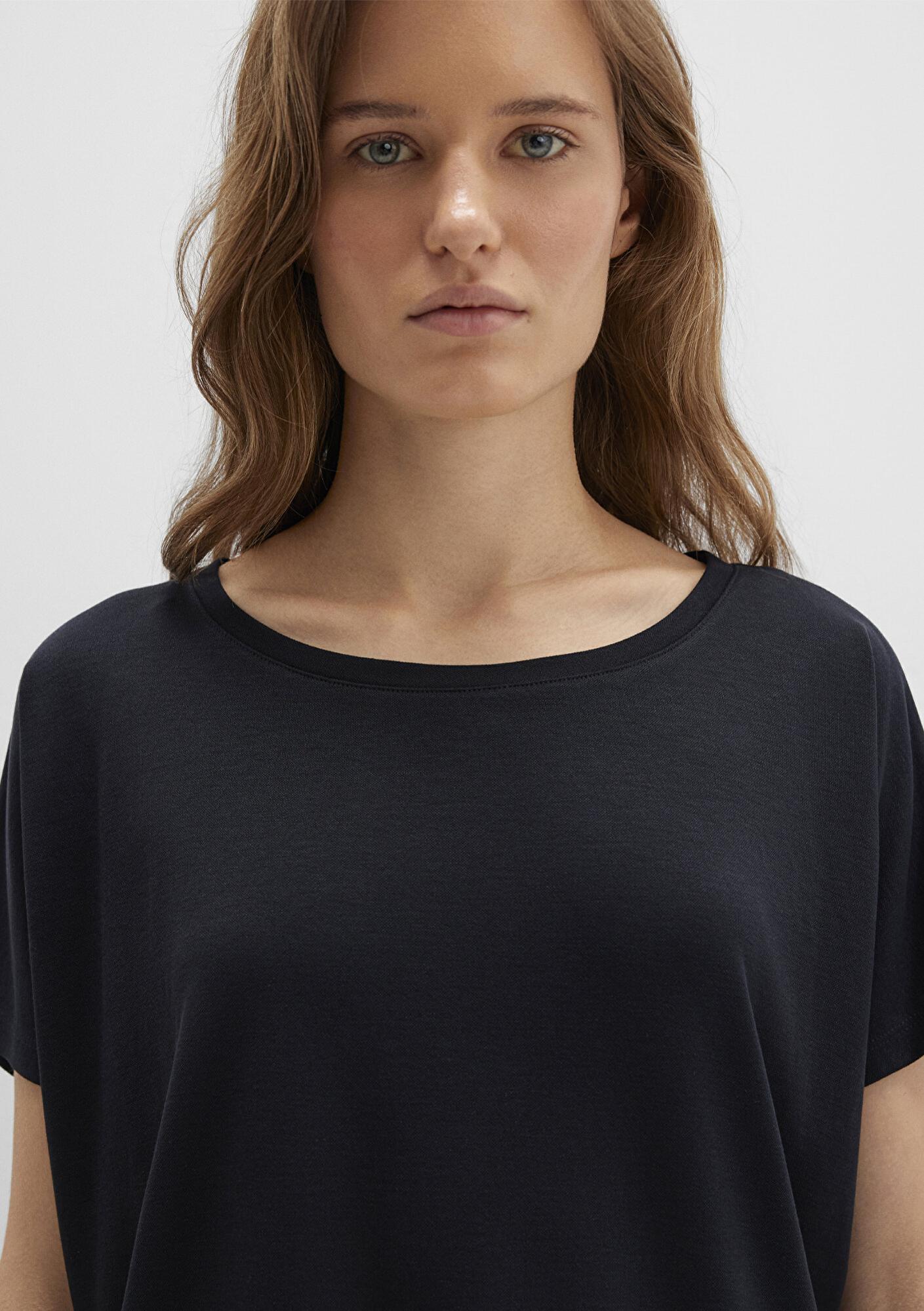 Mavi Lux Touch (TENCEL™) Modal Siyah Basic Tişört Loose Fit / Bol Rahat Kesim 167245-900