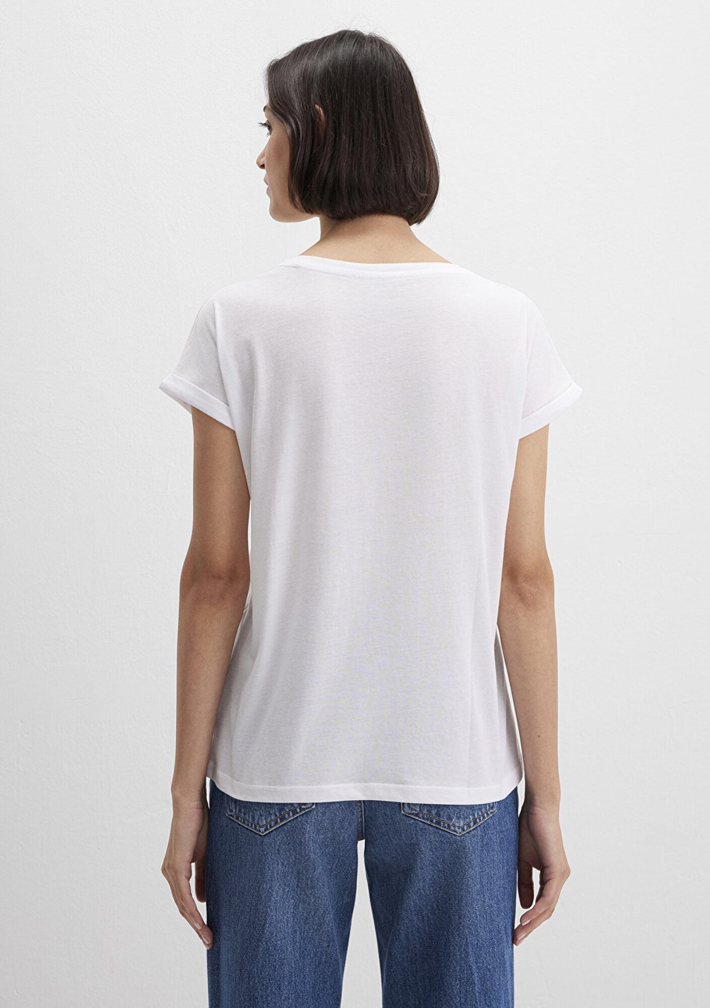 Mavi Kelebek Baskılı Beyaz İstanbul Tişört Regular Fit / Normal Kesim 167576-620