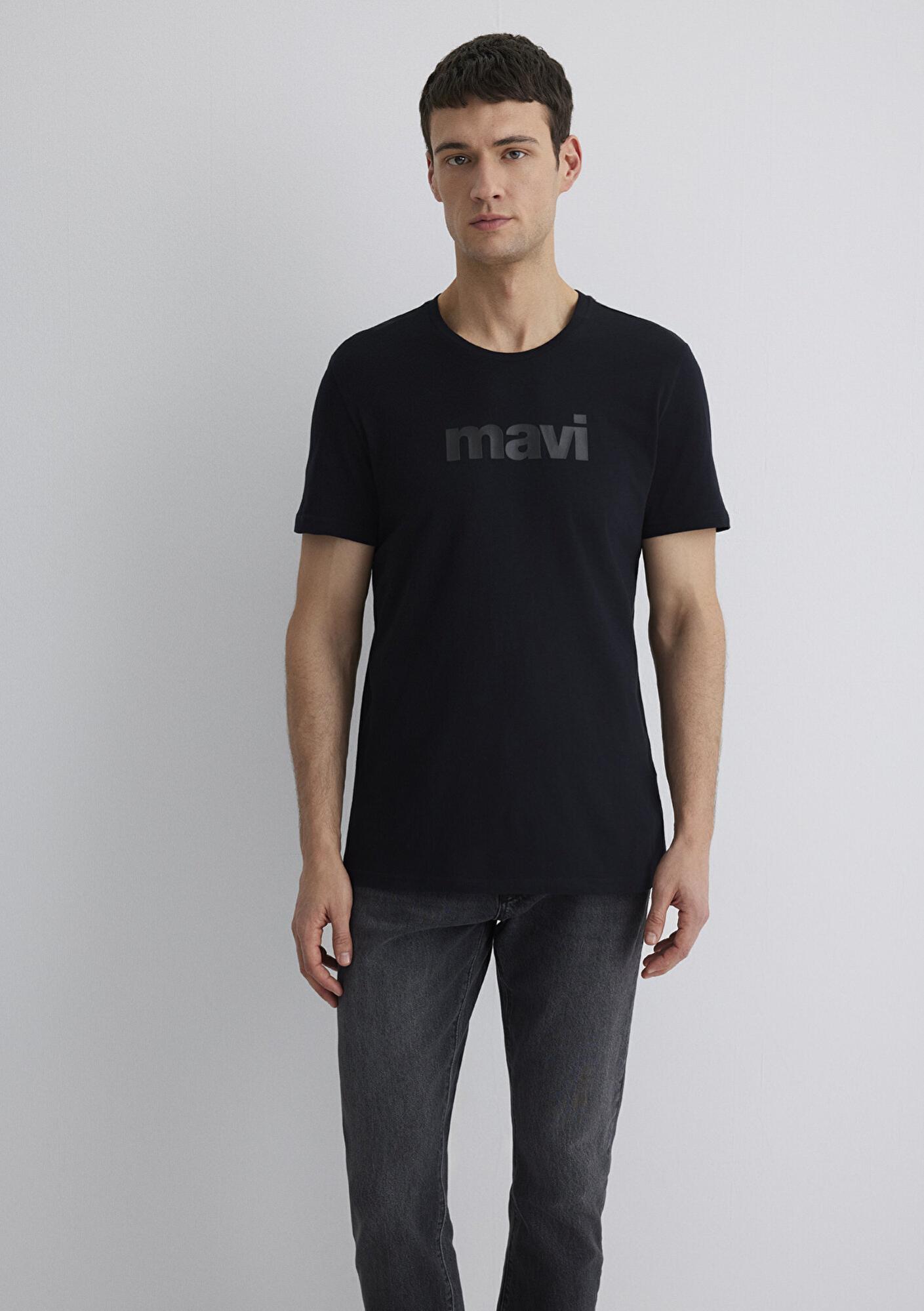 Mavi Mavi Logo Baskılı Siyah Tişört Slim Fit / Dar Kesim 065199-900