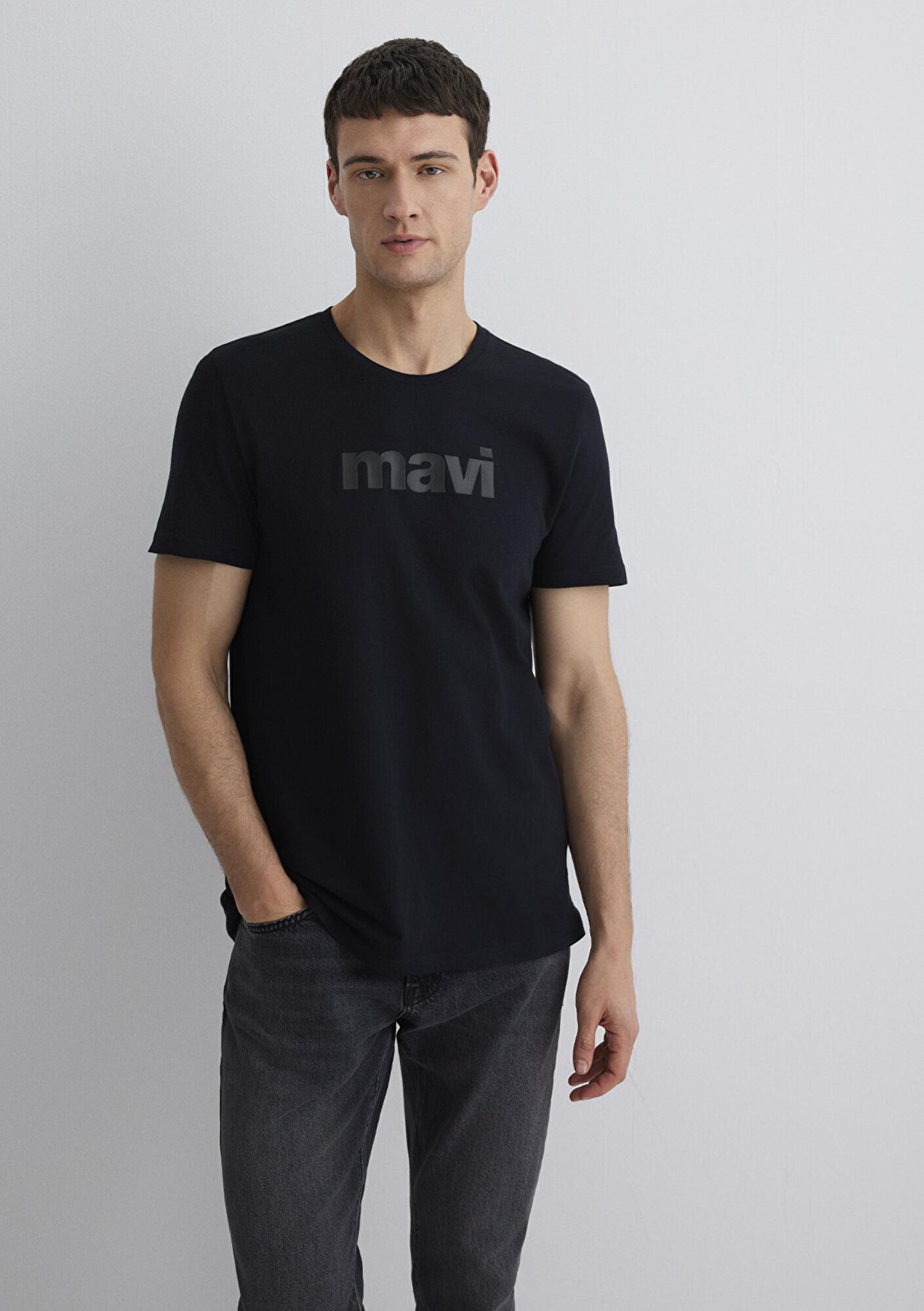 Mavi Mavi Logo Baskılı Siyah Tişört Slim Fit / Dar Kesim 065199-900