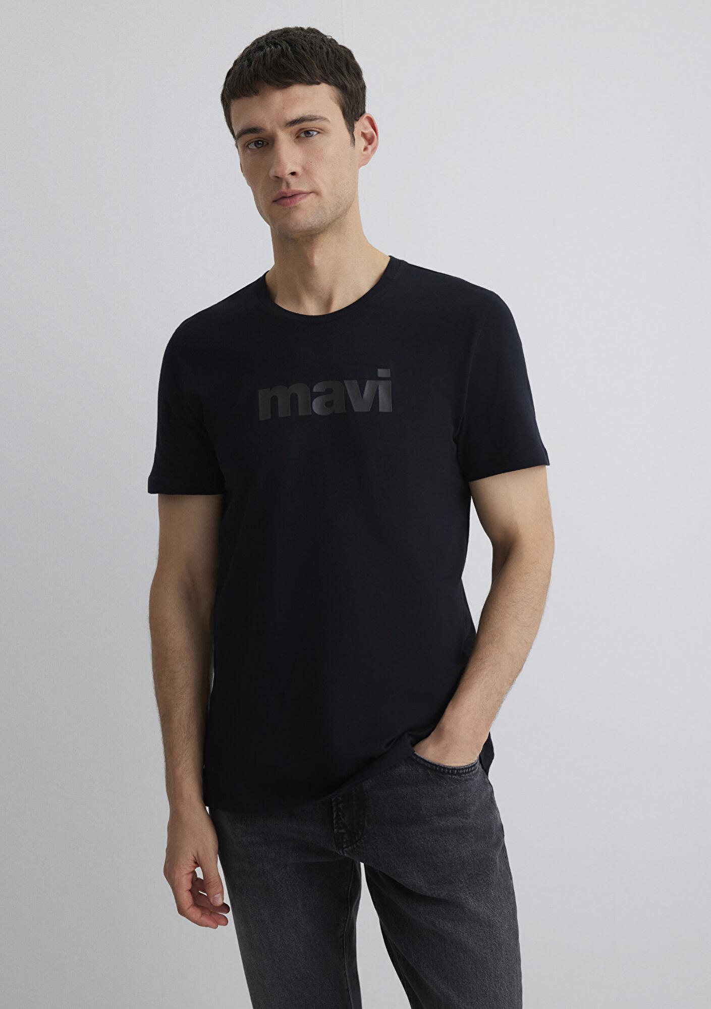 Mavi Mavi Logo Baskılı Siyah Tişört Slim Fit / Dar Kesim 065199-900