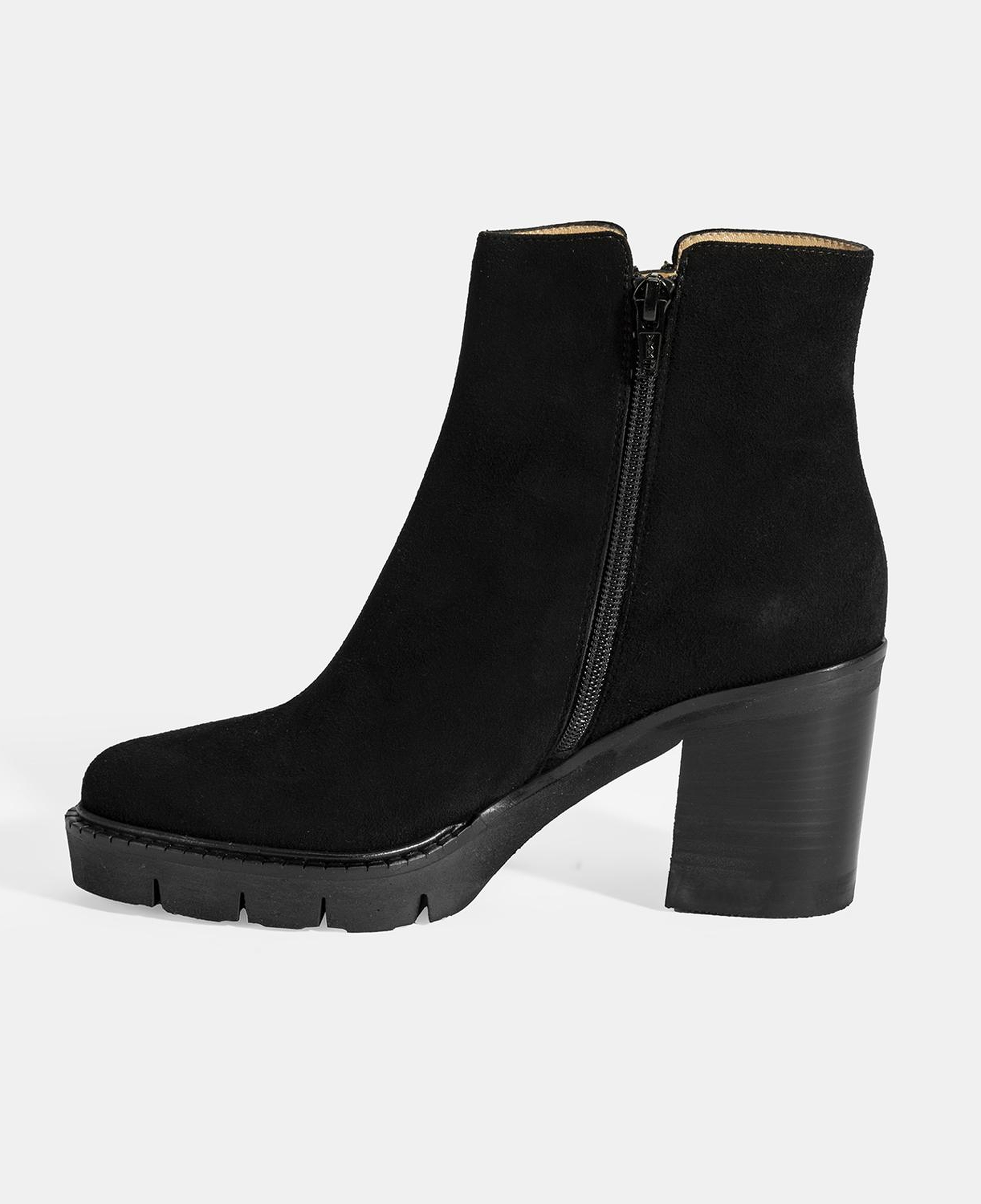 Luca Grossi Kadın Siyah Fermuarlı Kalın Topuklu Süet Bot