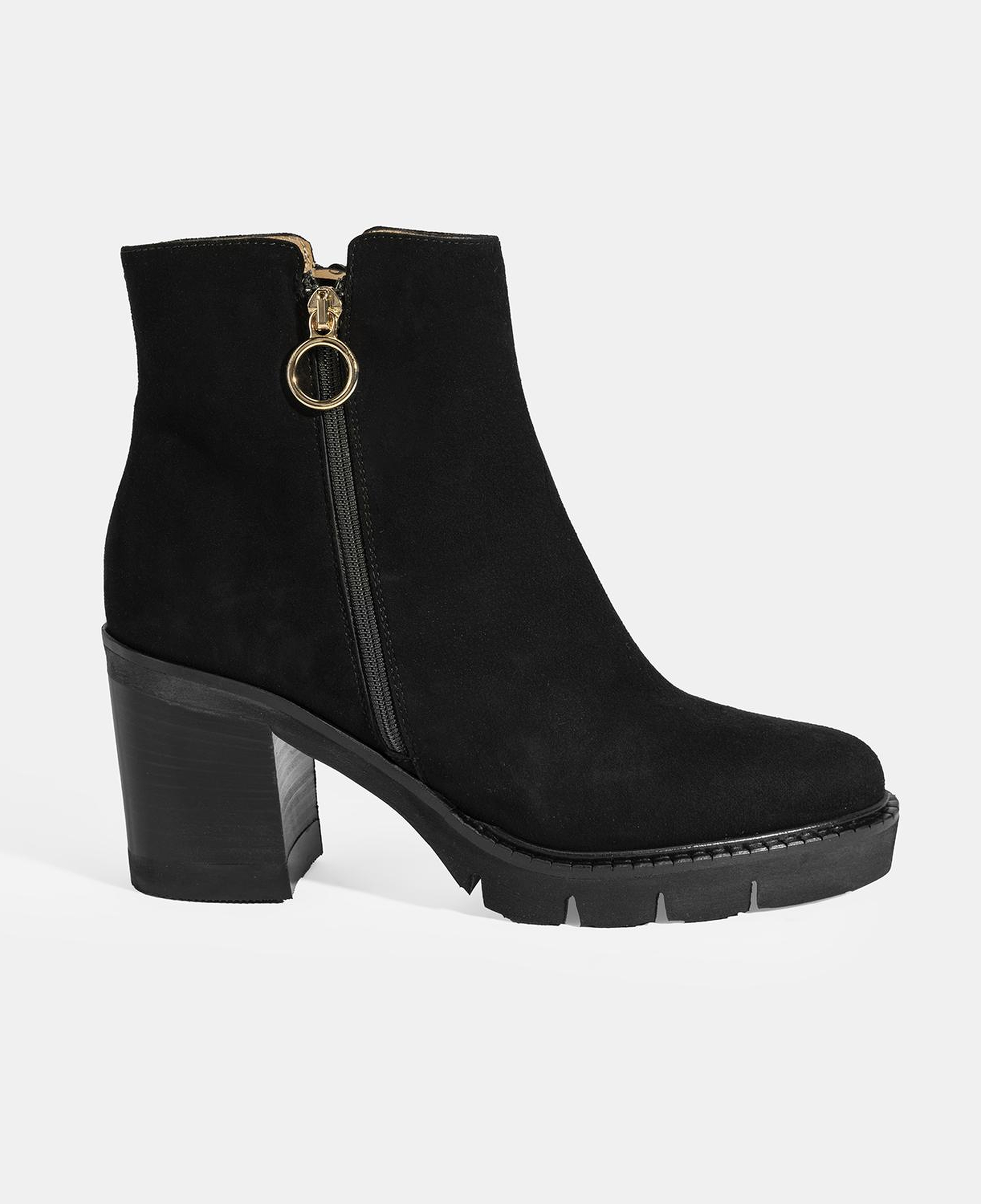 Luca Grossi Kadın Siyah Fermuarlı Kalın Topuklu Süet Bot