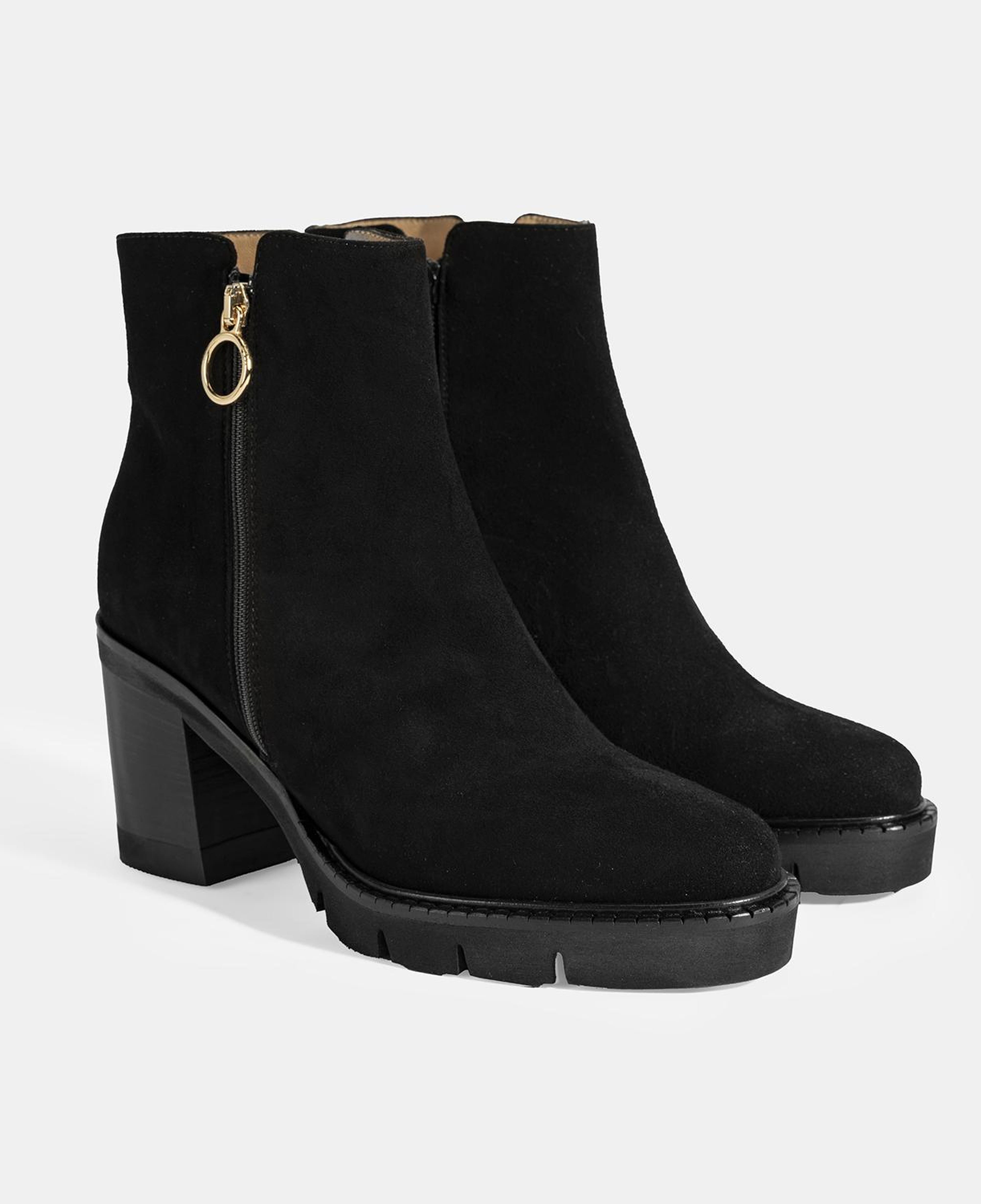 Luca Grossi Kadın Siyah Fermuarlı Kalın Topuklu Süet Bot