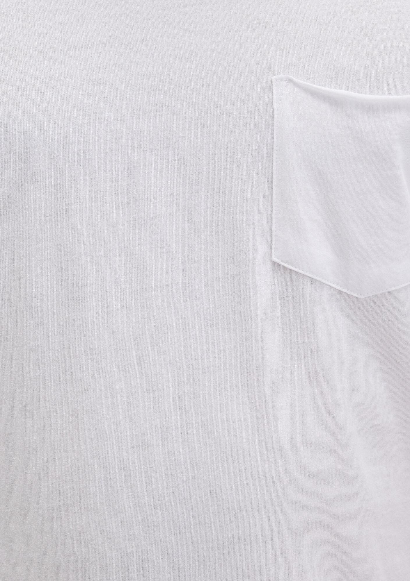 Mavi Dikişli Cep Detaylı Beyaz Tişört Fitted / Vücuda Oturan Kesim 062772-20843