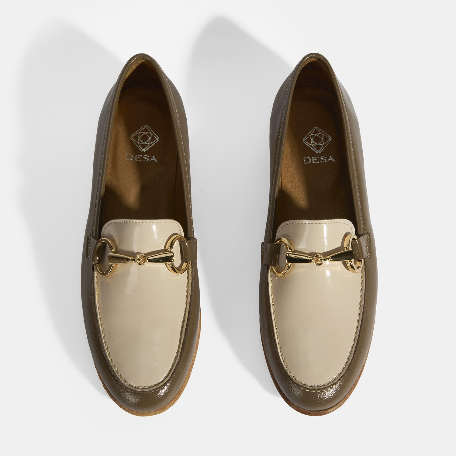 Vizon Kadın Metal Aksesuarlı Slip-On Rugan Loafer